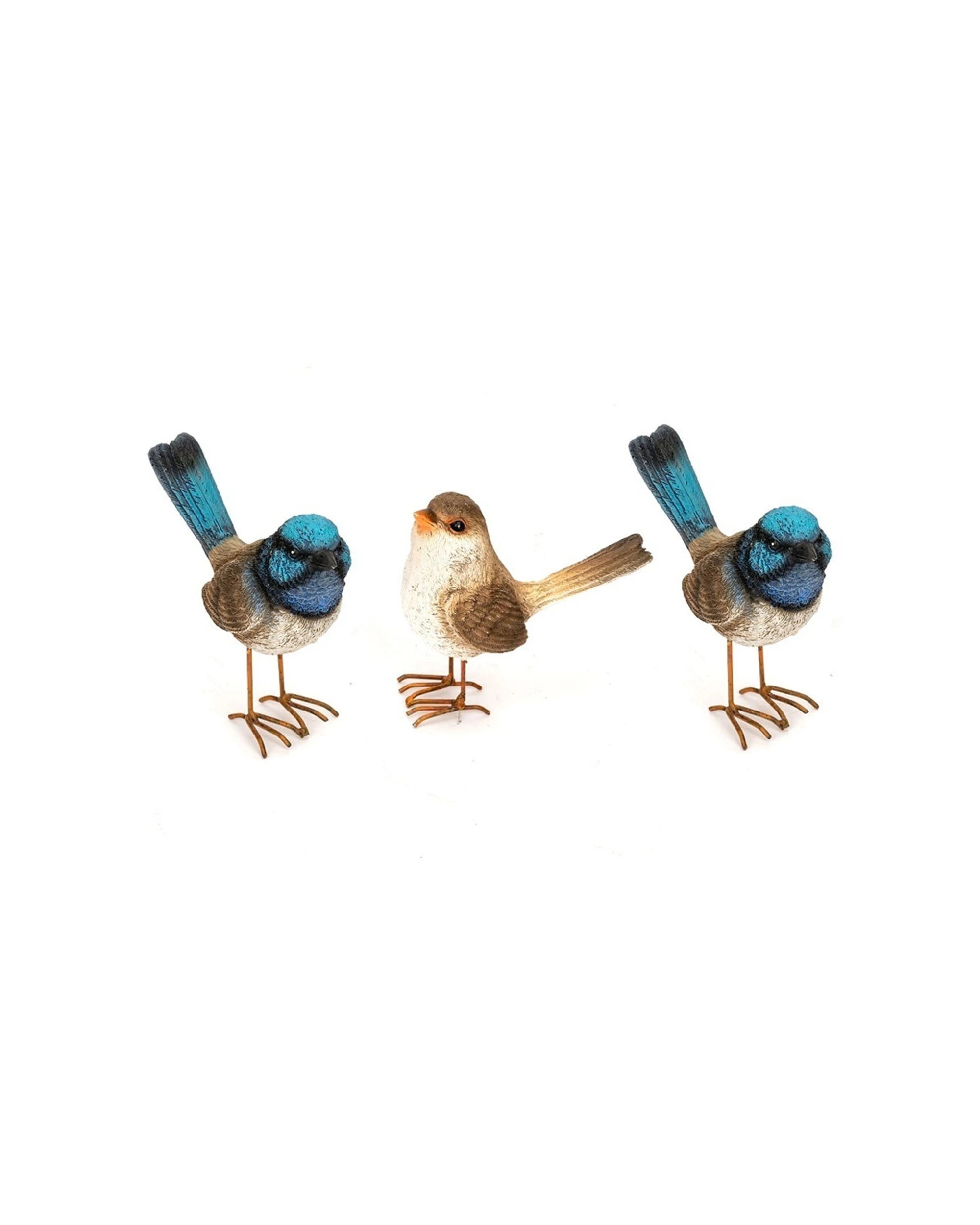 1 Alfresco 3x Garden 11.5cm Fairy Wren with Feet Ornament Decor Set - Multi, 1 of 1