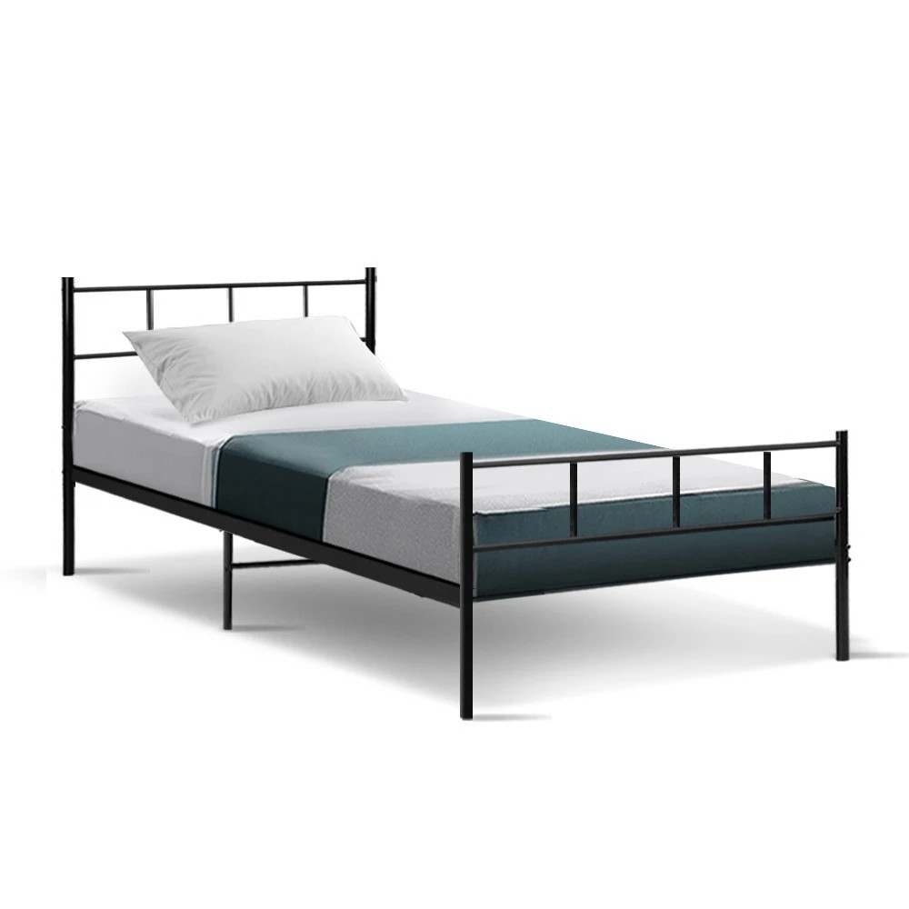 1 Artiss Bed Frame Single Metal Bed Frames SOL - Black, 1 of 8