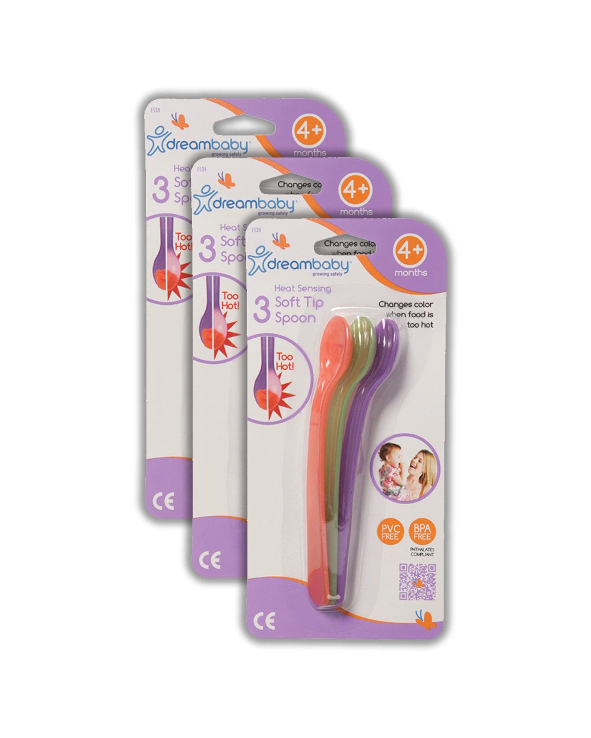 1 Dreambaby 3x3pc Heat Sensing Colour Changing Spoons - Multi, 1 of 5