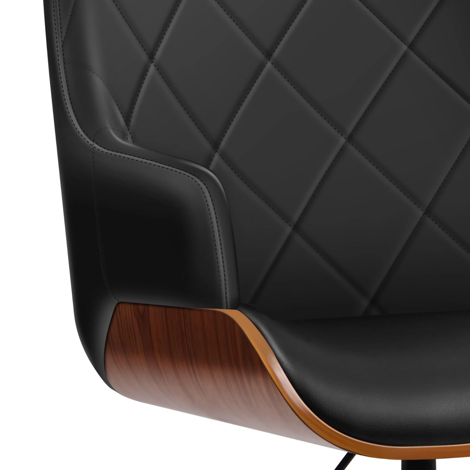 4 Alfordson Wooden Office Chair Computer Chairs Executive Seat Leather - Black, 4 of 10