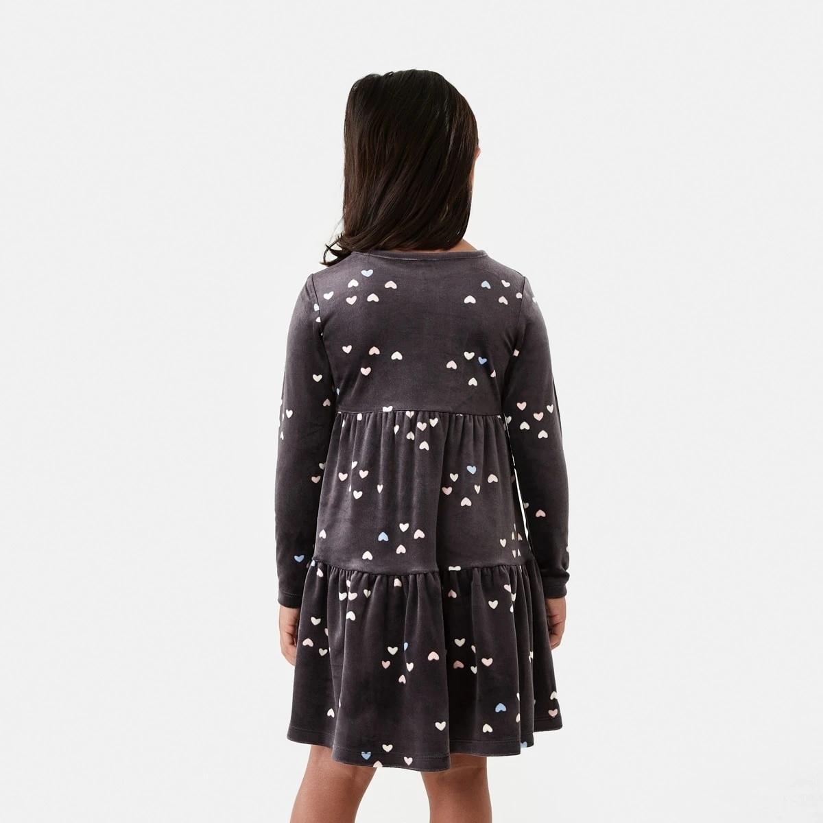2 Long Sleeve Velour Tier Dress Hearts, 2 of 9