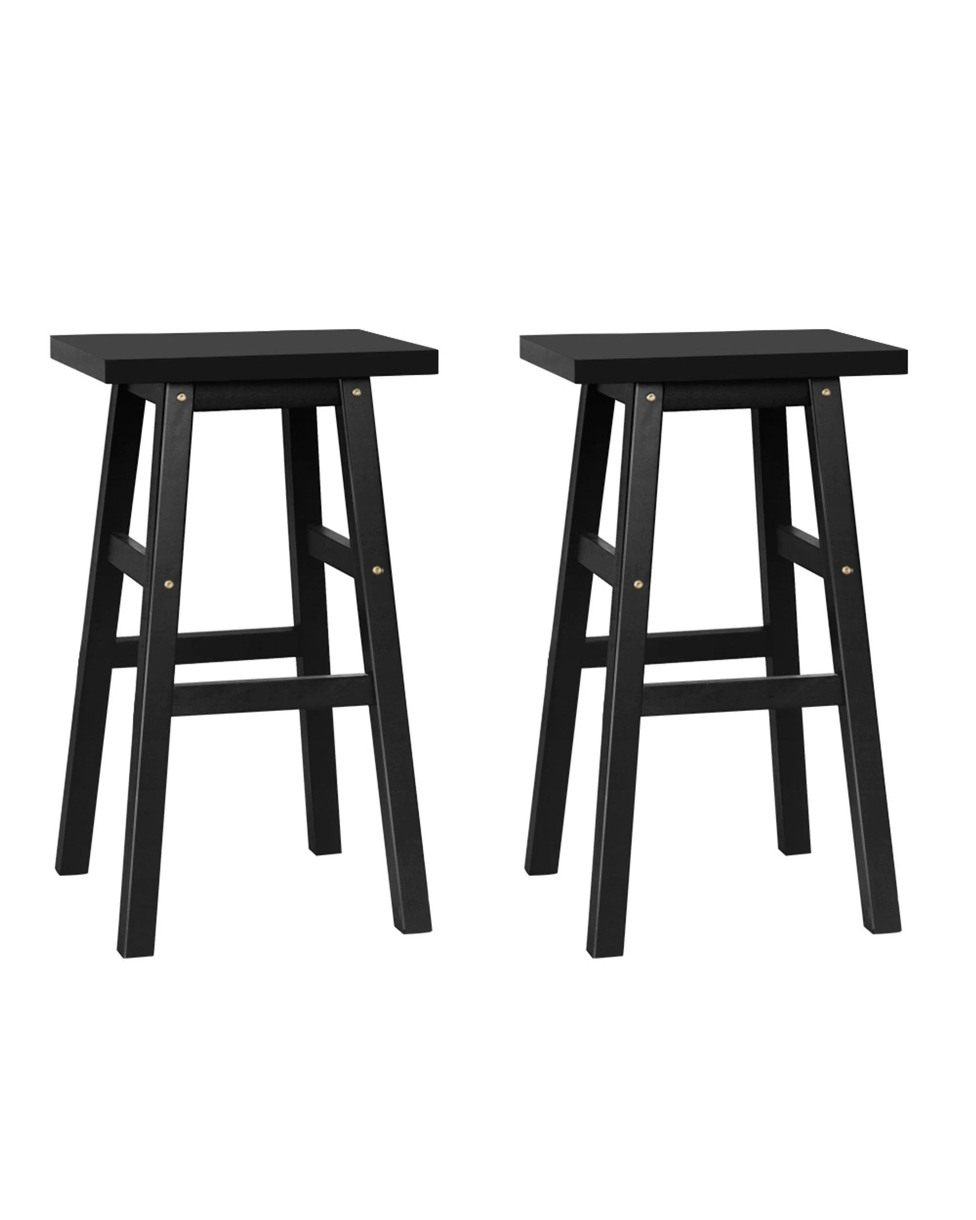 1 Artiss 2x Bar Stools Kitchen Chairs Wooden - Black, 1 of 8
