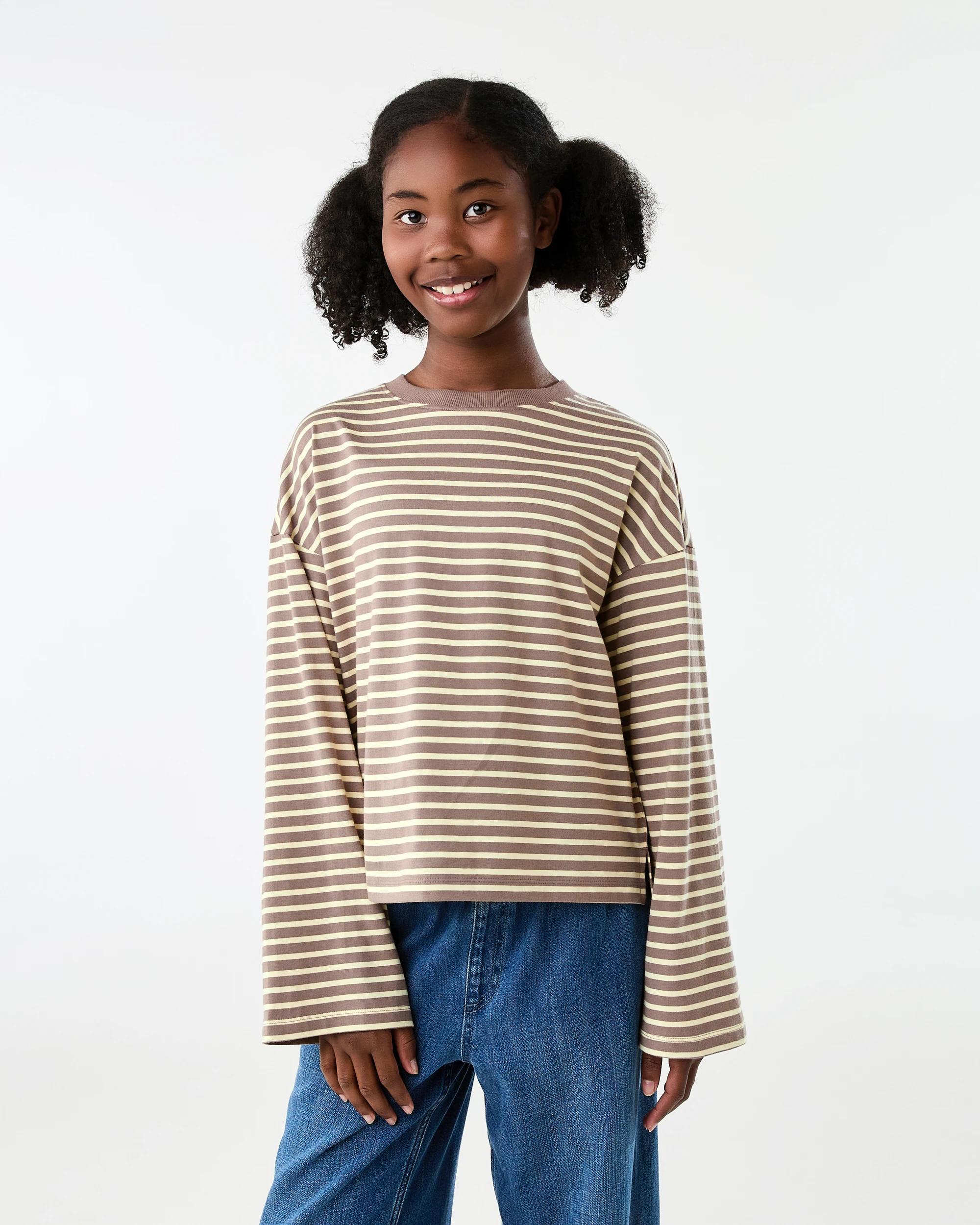 1 Oversized Stripe T-shirt Brwn Strp, 1 of 8