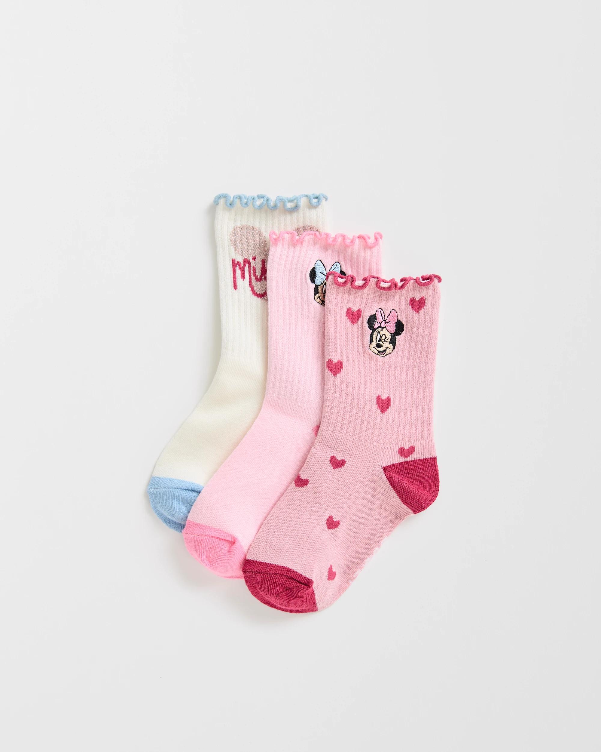 1 Disney Minnie Mouse 3 Pack Girls Crew Socks MINNIE MOUSE, 1 of 3