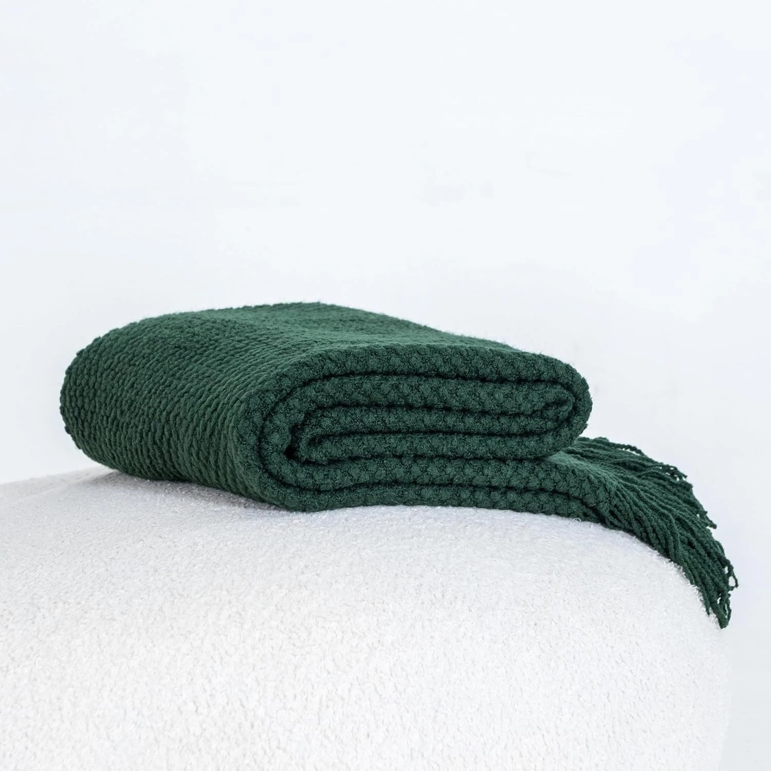 5 Gioia Casa Micro Plush Knitted Throw Blanket Soft Warm Lightweight - Forest Green, 5 of 7