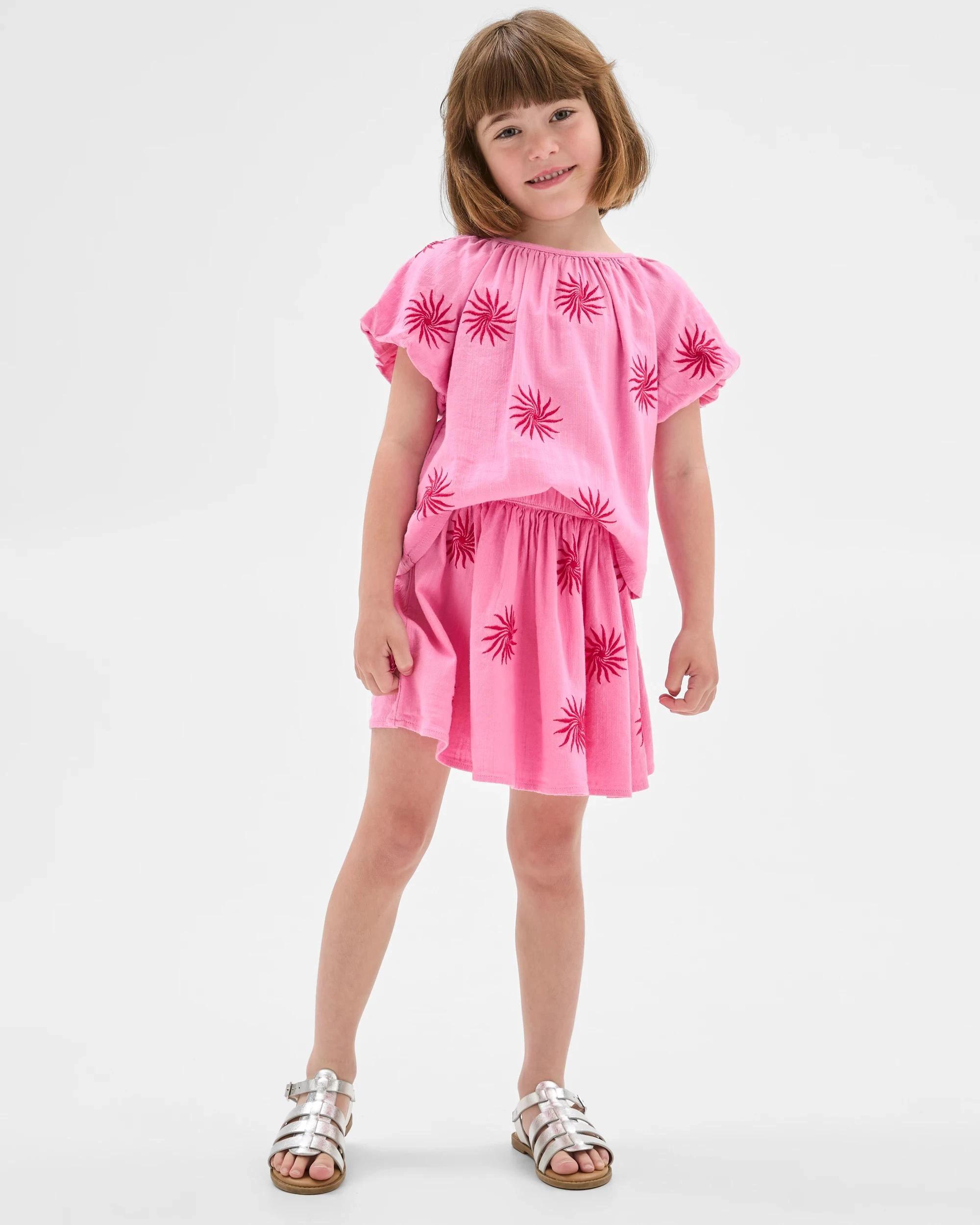 2 Target Embroidered Puff Sleeve Top PINK, 2 of 5