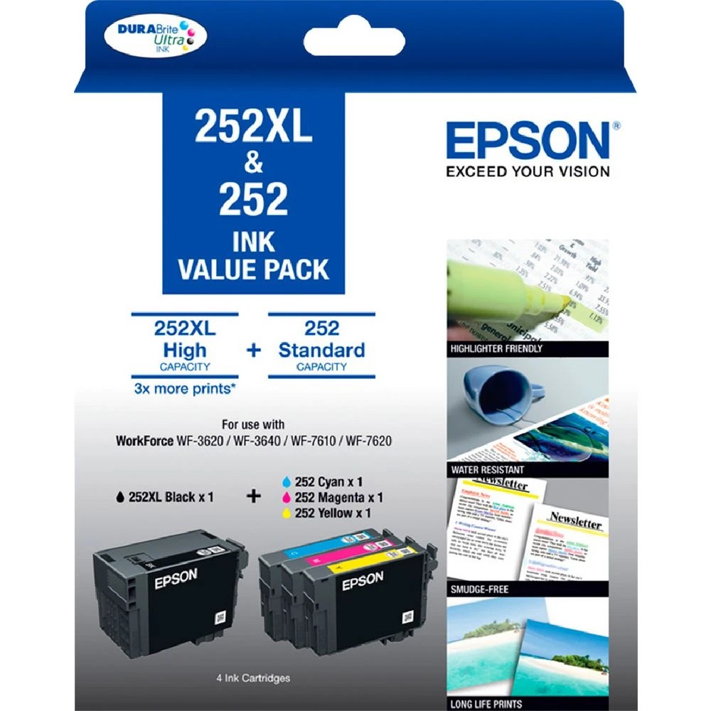 1 Epson 252XL Black and 252 Colour Ink Cartridges Value Pack, 1 of 1