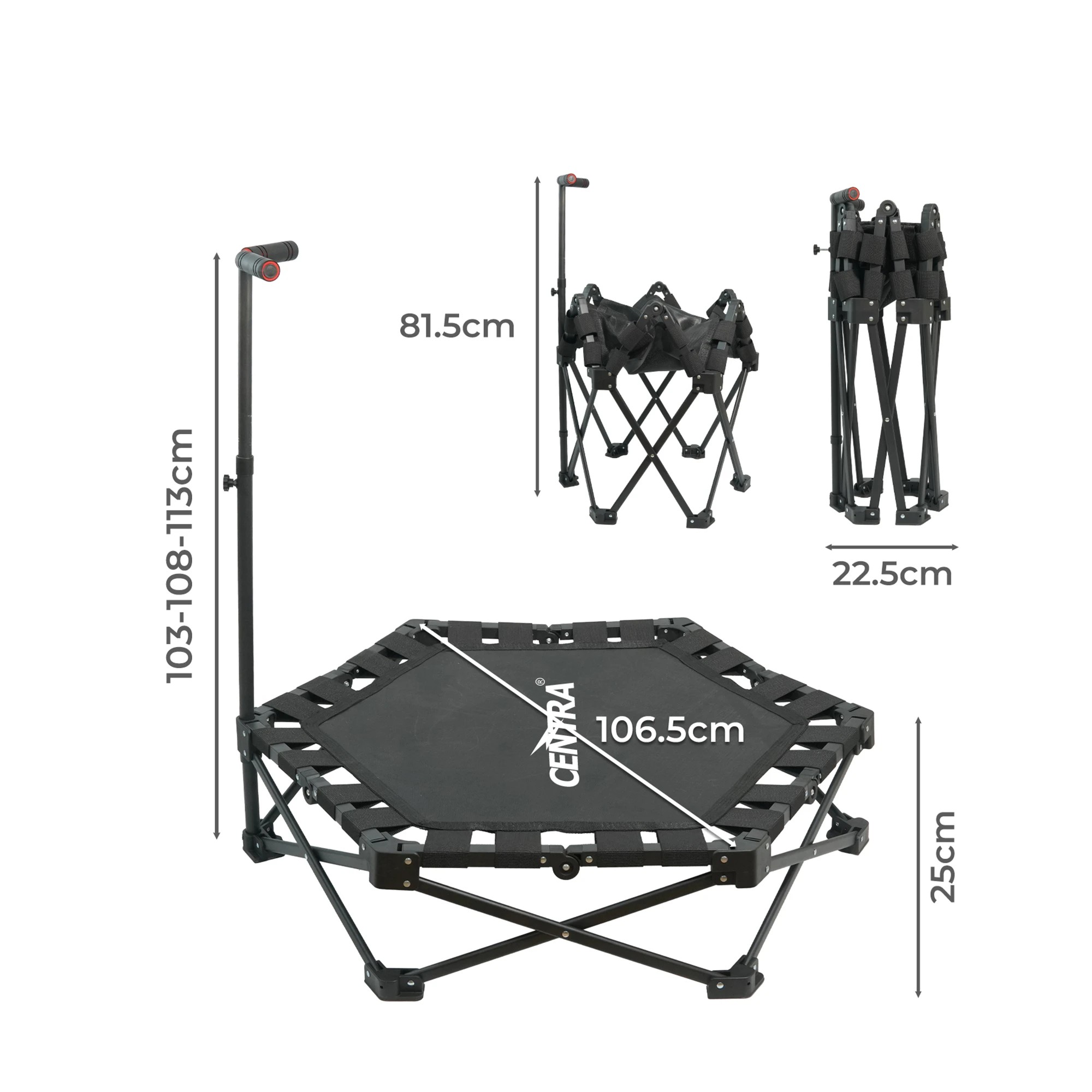 3 Centra 42 inch Trampoline Handrail Rebounder Folding Fitness Exercise Home, 3 of 9