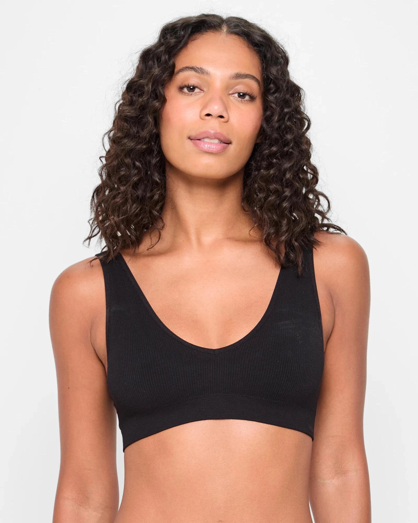2 Target Bamboo Rib Plunge Crop Top BLACK, 2 of 3