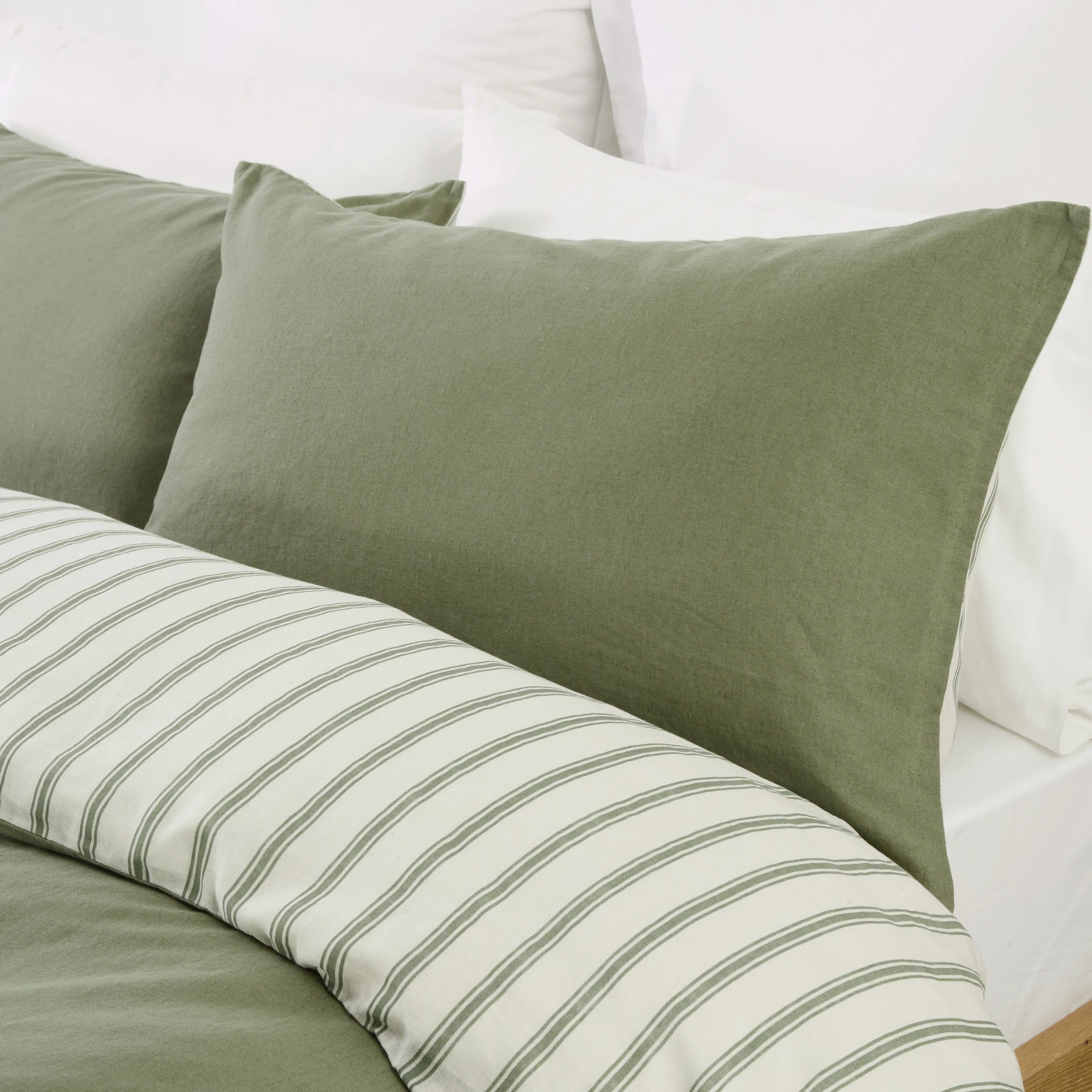 4 Linen Cotton Reversible Quilt Cover Set - Queen Bed, Forest, 4 of 9