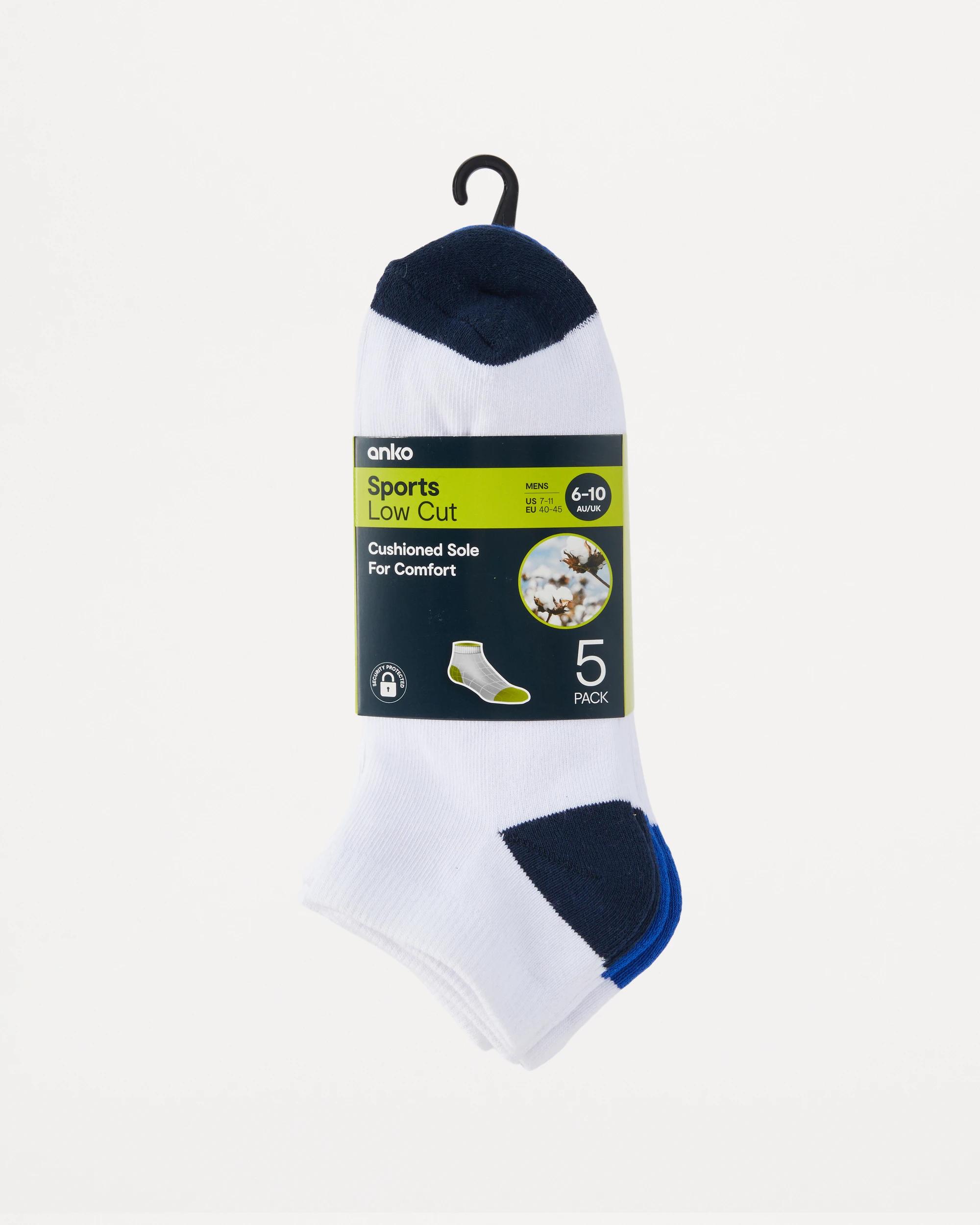 3 5 Pack Low Cut Sport Socks WHITE COLOUR HEEL, 3 of 3