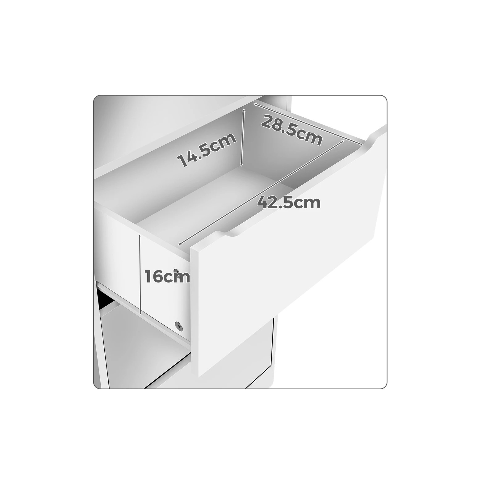 8 Alfordson Chest of 3 Drawers Office Storage Cabinet Tallboy Bedroom - White, 8 of 10