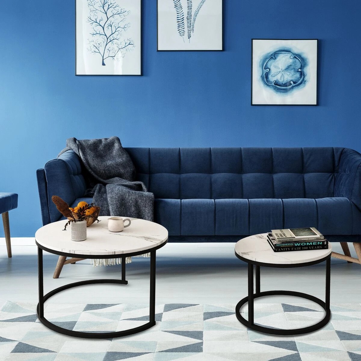 4 Ausway 2 Round Coffee Table Nesting Bed Side Sofa, 4 of 6