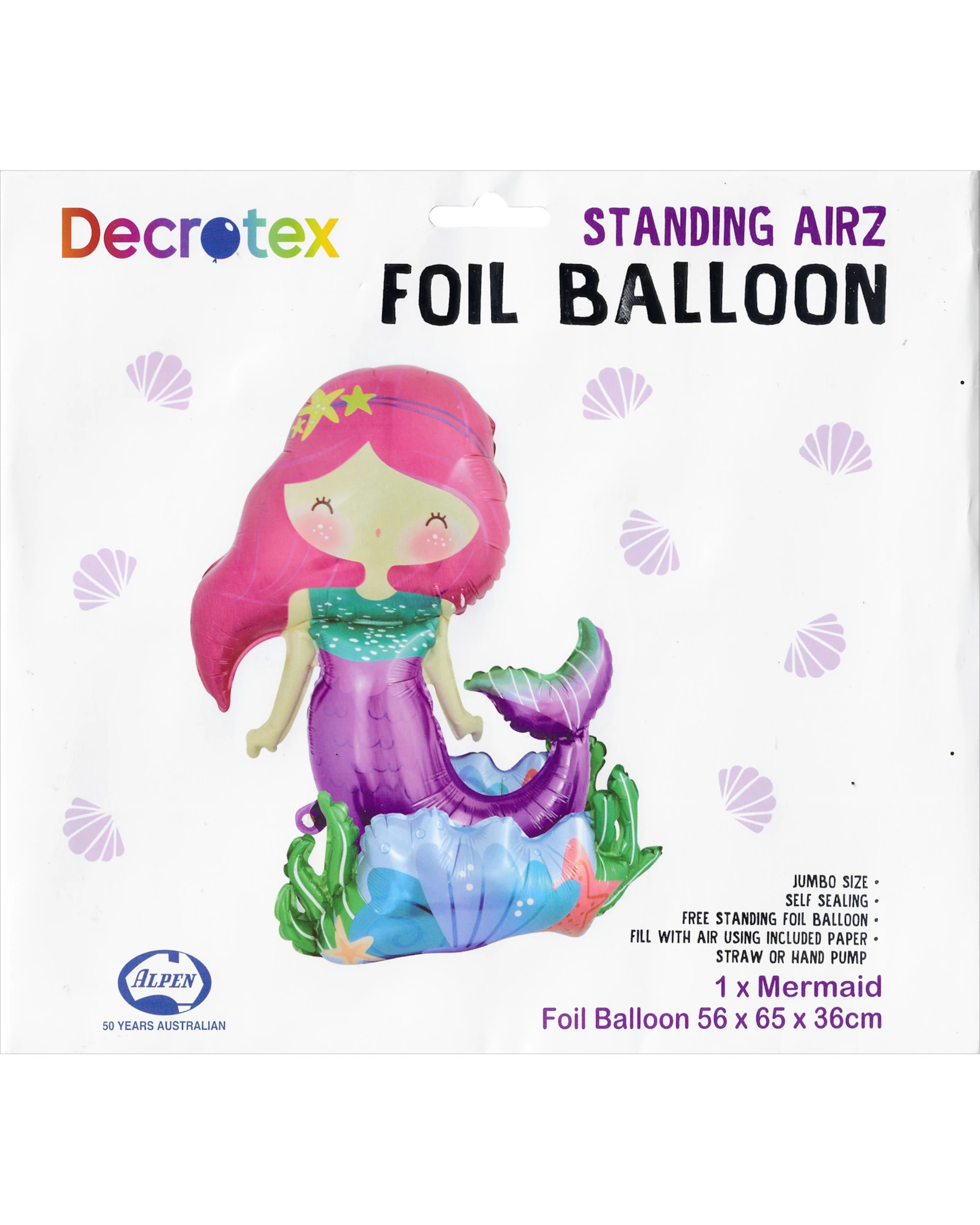 2 Alpen Standing Airz Mermaid Air Fill Foil Balloon 65cm, 2 of 3