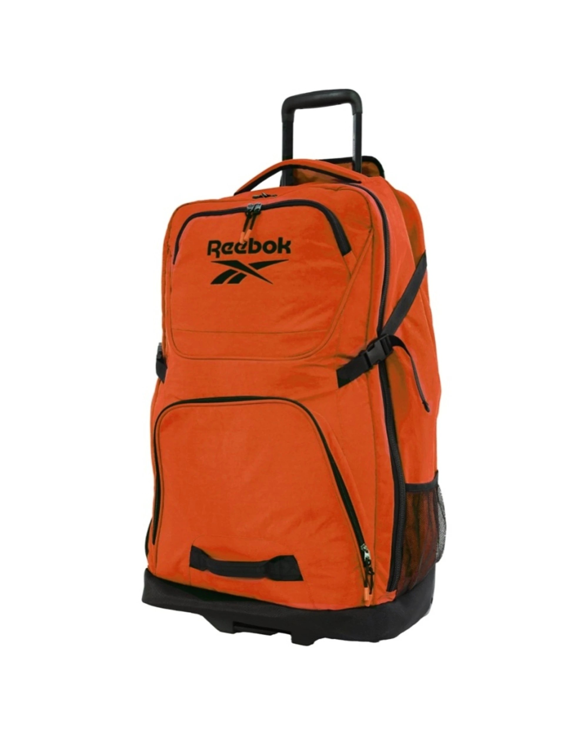 3 Reebok 45L Trekker Lightweight Crushed Nylon Trolley Bag Rolling Ball Bearing Wheels - Orange, 3 of 7