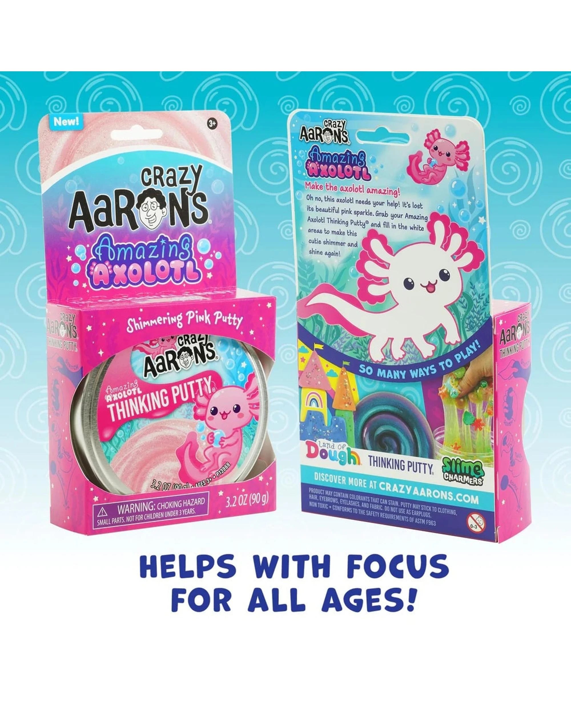 6 Crazy Aaron's Thinking Putty Trendsetters Amazing Axolotl 4 inch Tin - Pink, 6 of 6