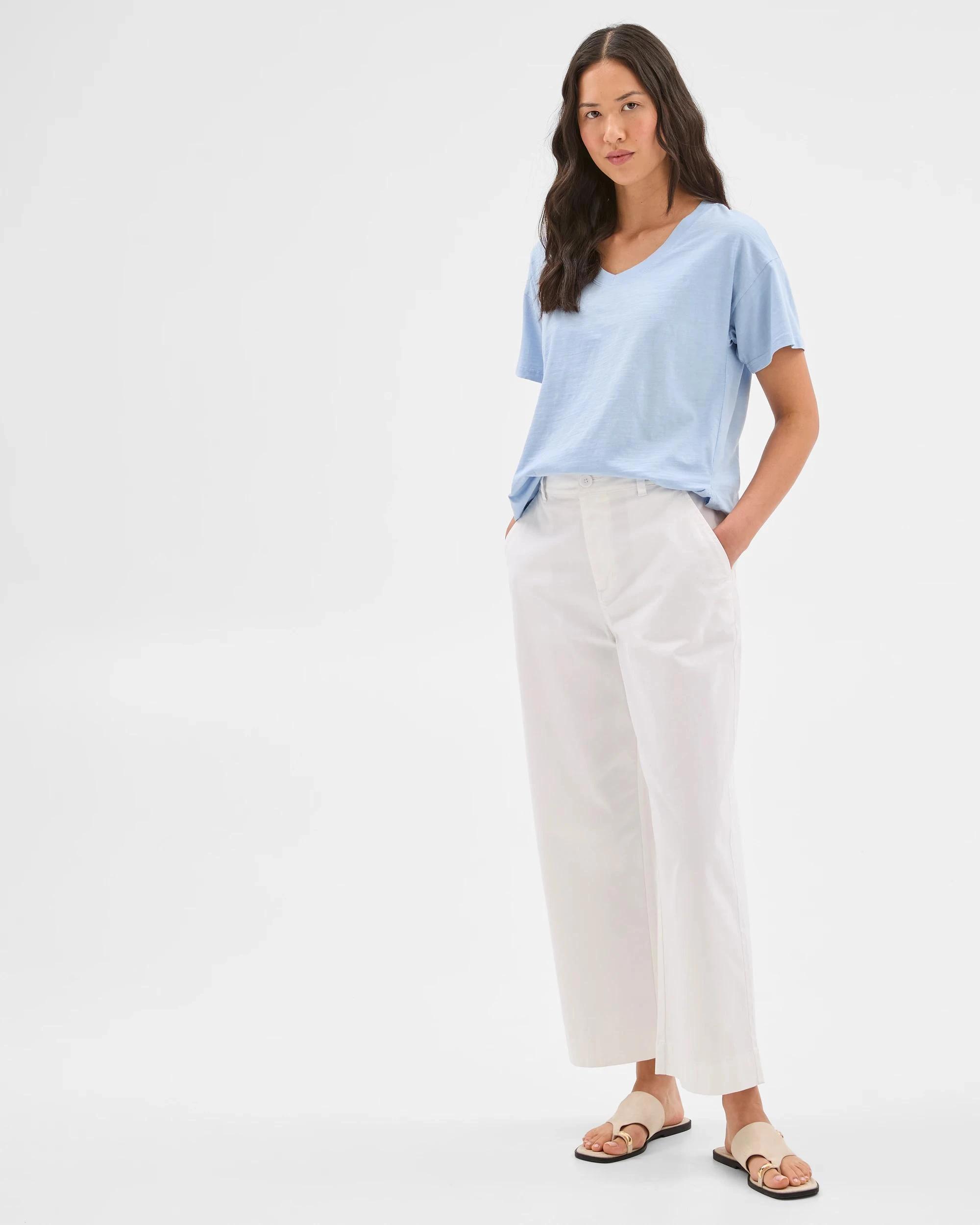 7 Target Australian Cotton Relaxed Slub V-Neck T-Shirt SUMMER BLUE, 7 of 7