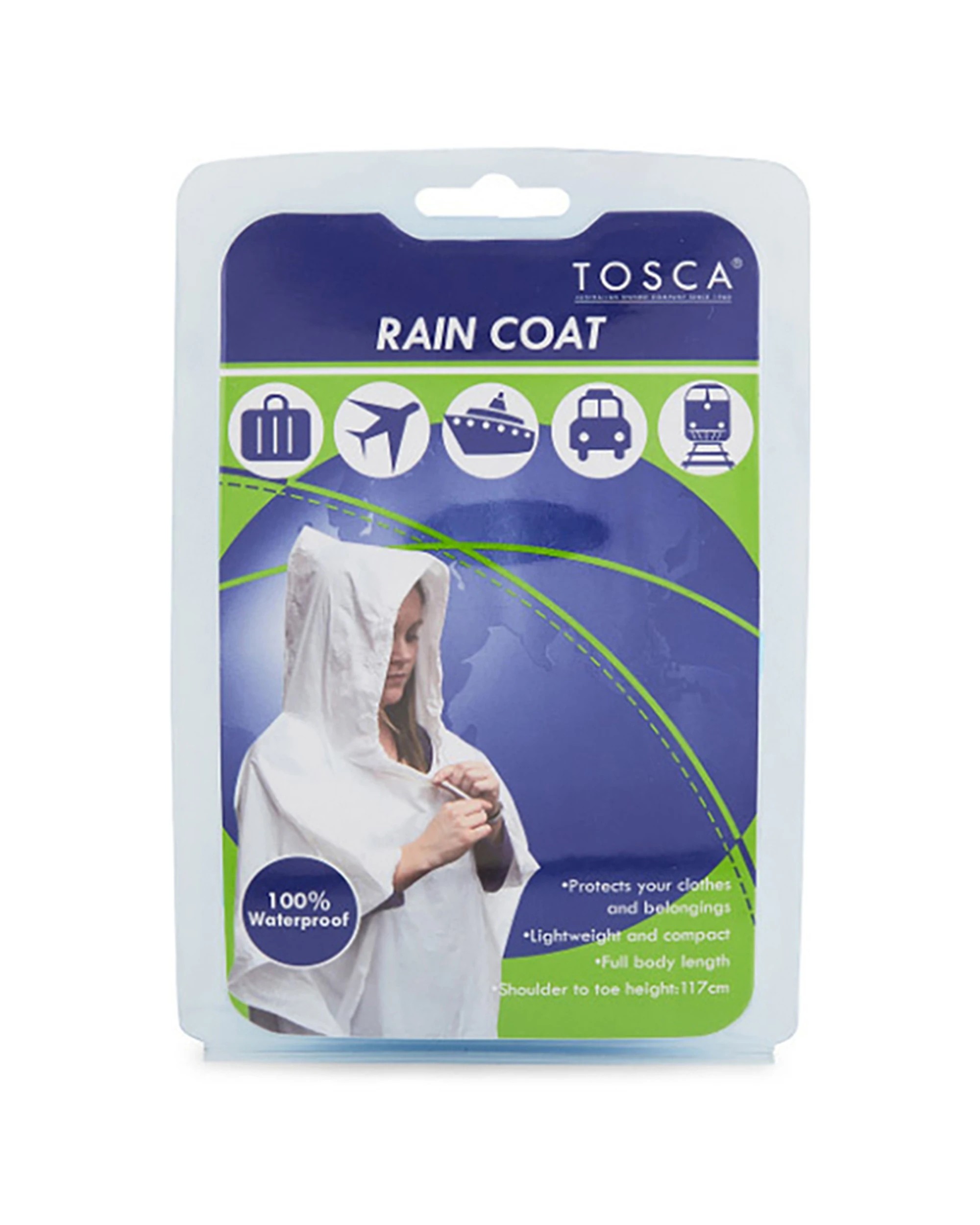 2 Tosca 2Pk Compact Travel Full Body Rain Coat/Jacket - Clear, 2 of 2