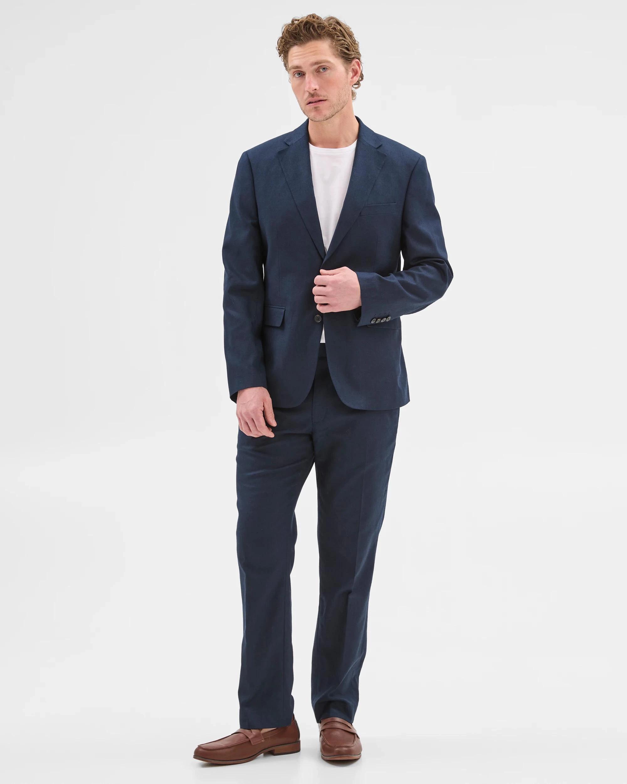 2 European Linen Blend Suit Jacket - Preview NAVY, 2 of 5
