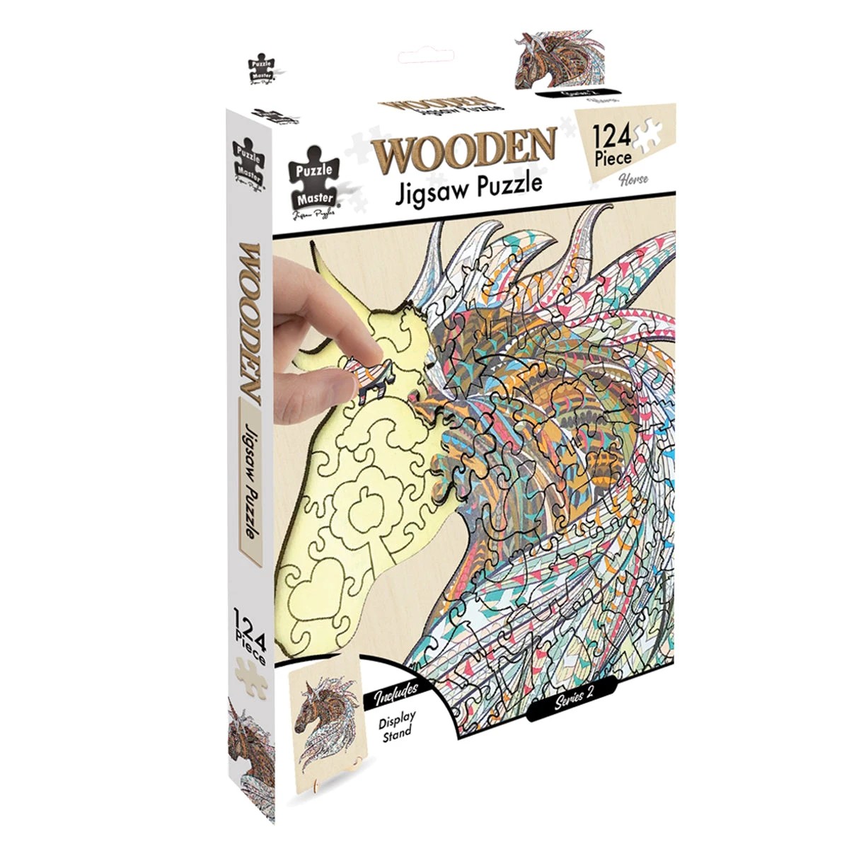 1 Puzzle Master 124 Piece Wooden Jigsaw Puzzle, Horse, 1 of 8