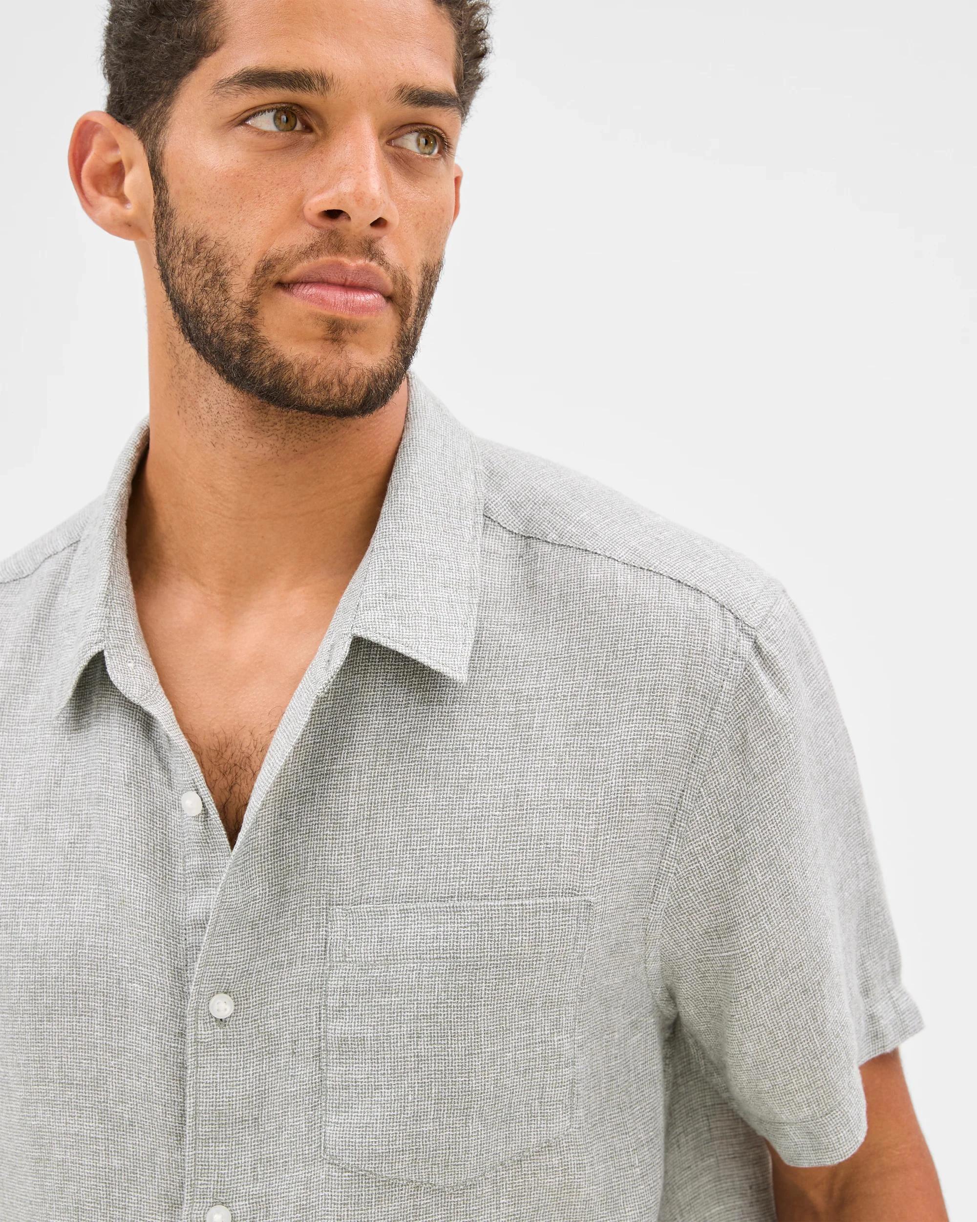 3 Target European Linen Textured Shirt KHAKI, 3 of 5