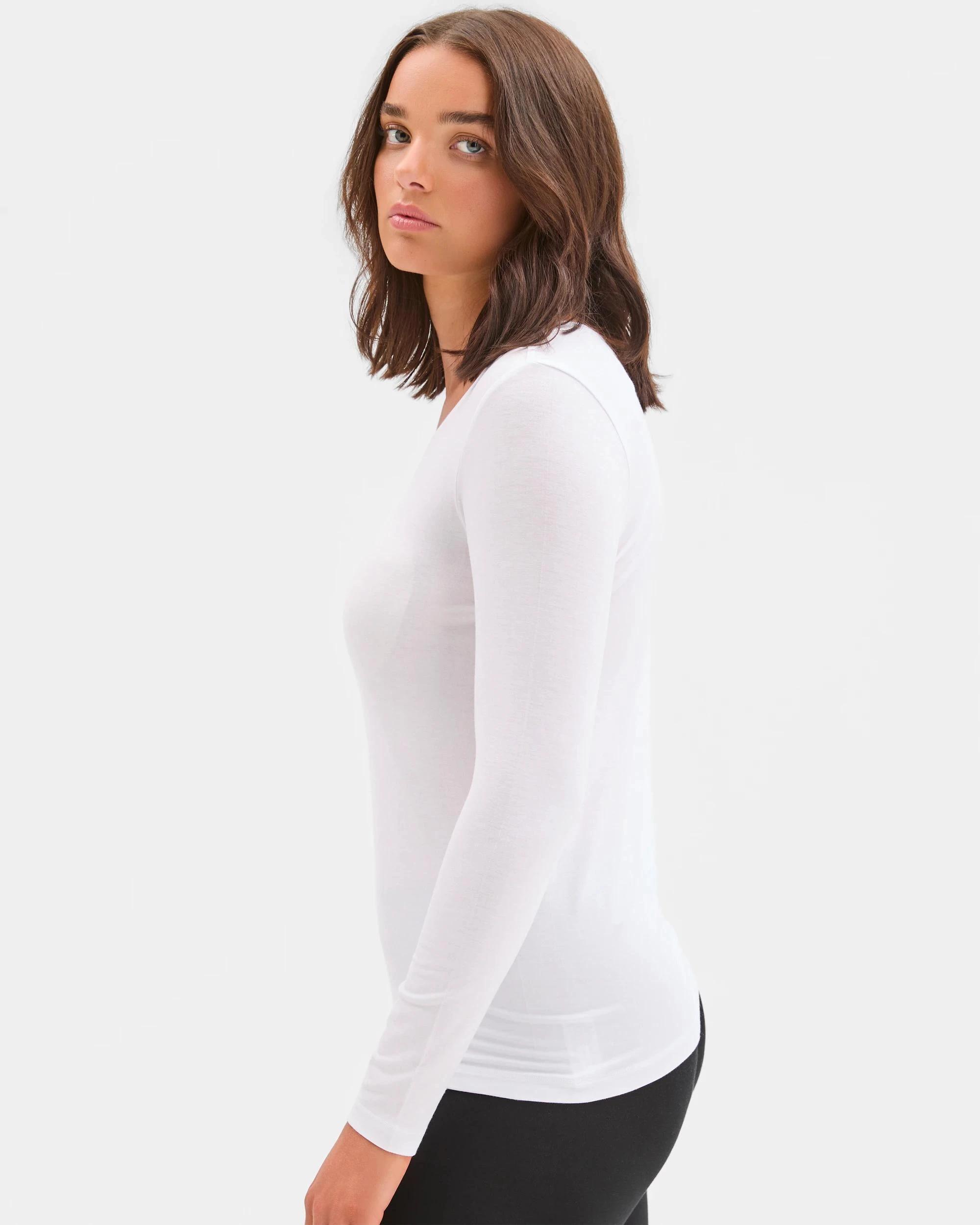 3 Target Woman Bamboo Base Layer Long Sleeve Thermal Top WHITE, 3 of 5