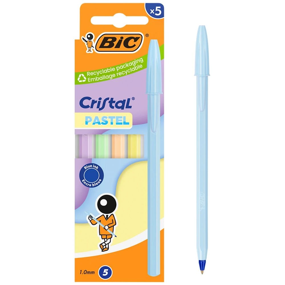 1 Bic Cristal Ballpoint Pen 1mm Pastel 5 Pack, 1 of 8