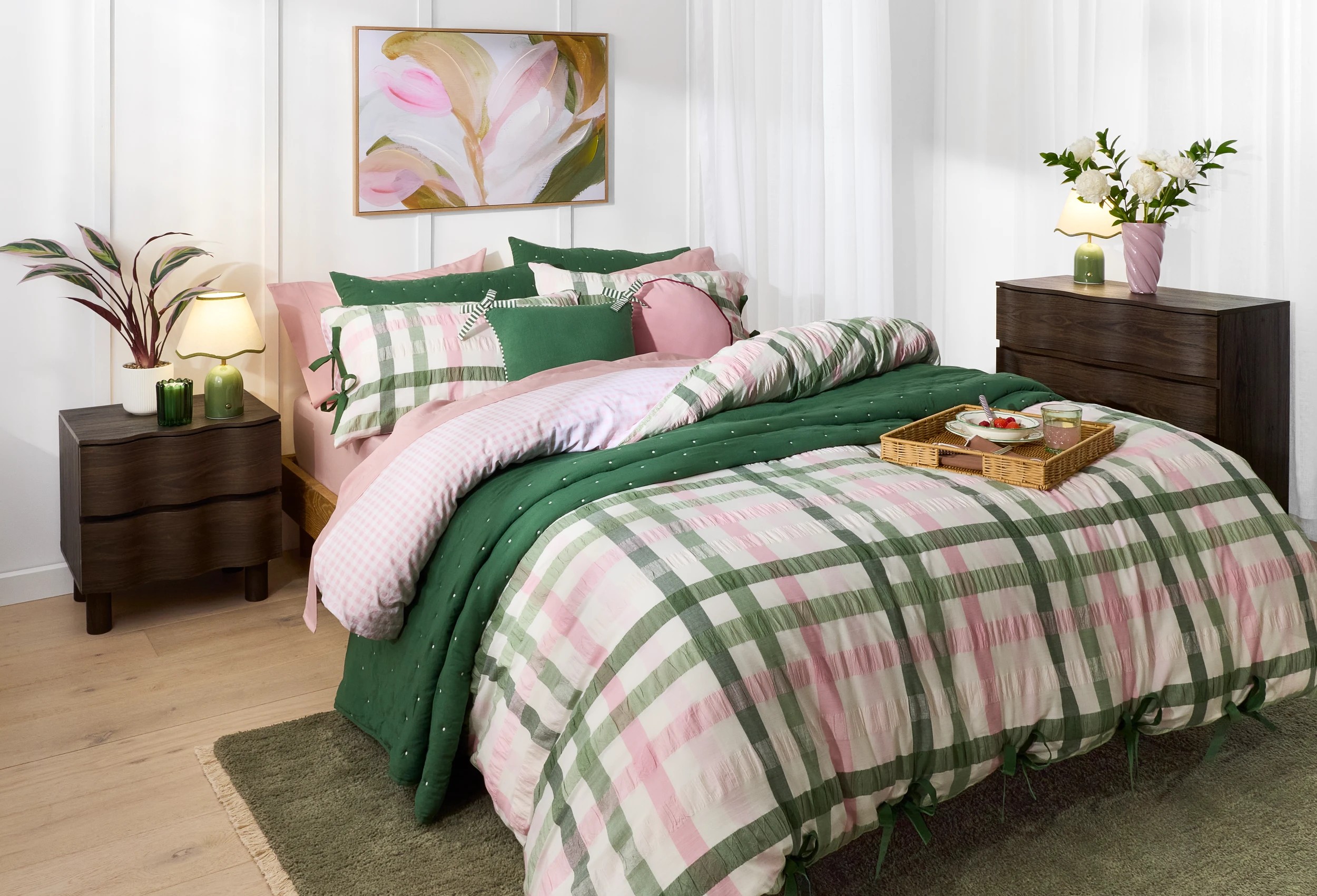 10 Cotton Quilt Cover Set - Double Bed, Olive, 10 of 10