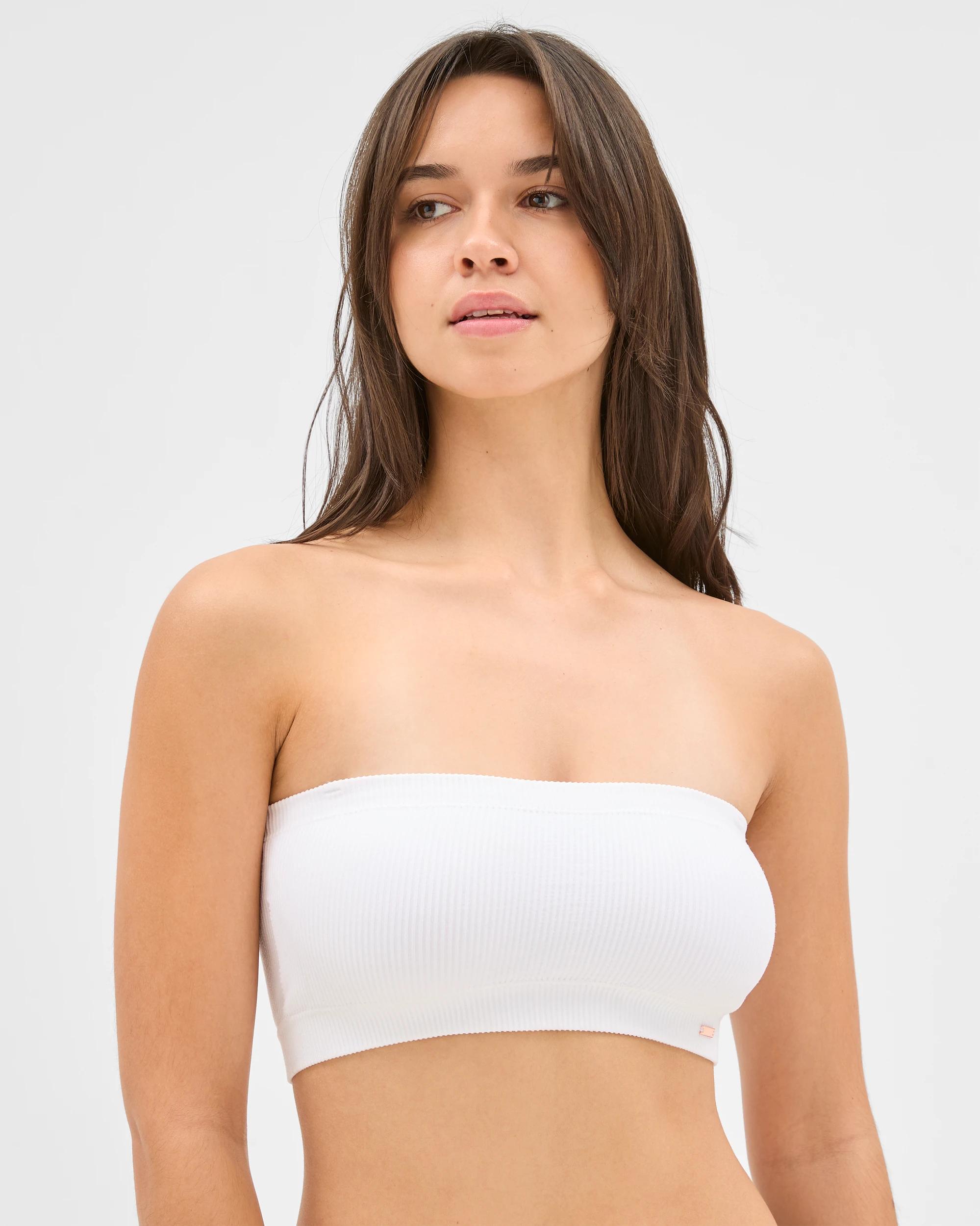 4 Ribbed Seamfree Bandeau Crop Top - Lily Loves WHITE, 4 of 4