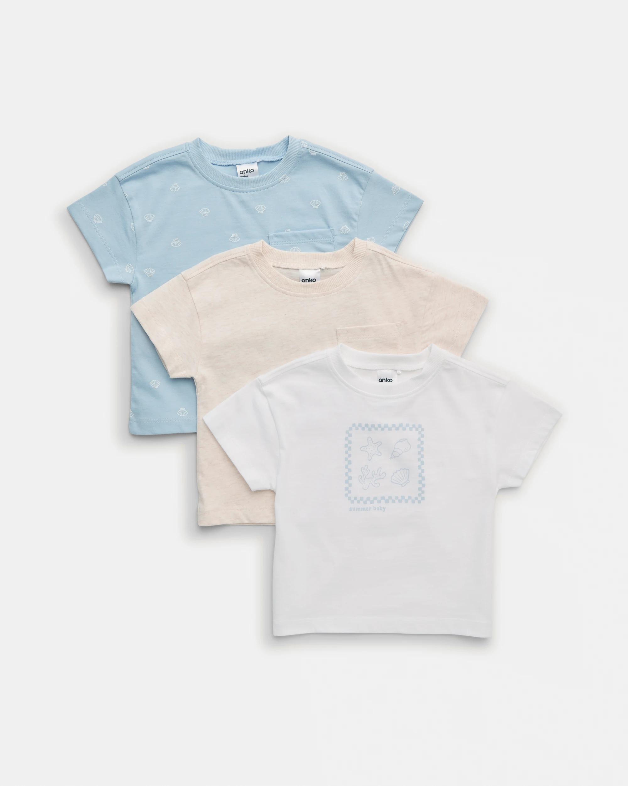 1 3 Pack Short Sleeve T-shirt Blu Shell, 1 of 5