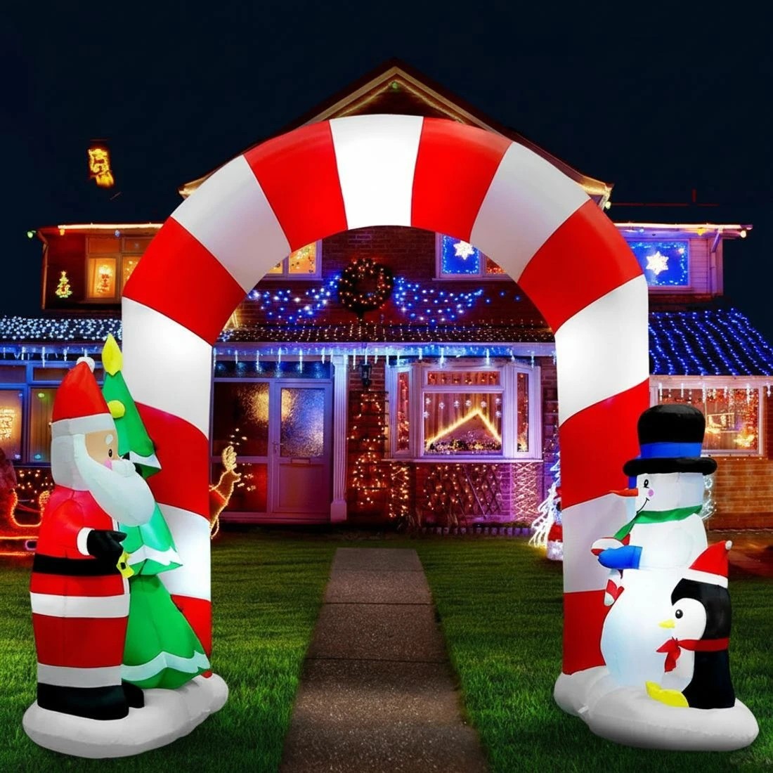1 Jingle Jollys Christmas Inflatable Archwary Santa 3m Illuminated Decorations Durable Space Saving Modern Decor - White, 1 of 7