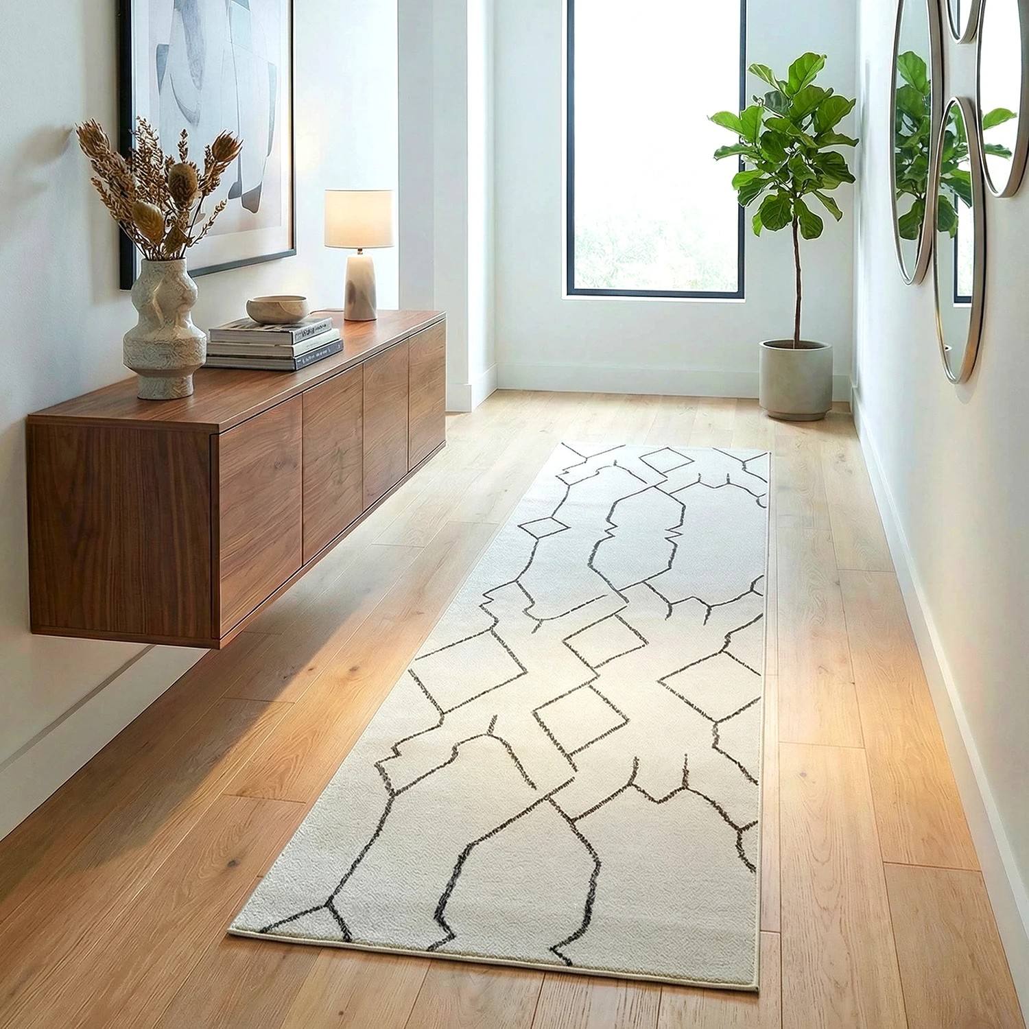 1 Common Ground Rugs Elysium Ivy Grey Runner 400x80cm - Large Runner Power Loomed Pet Friendly Rug - Natural, 1 of 4