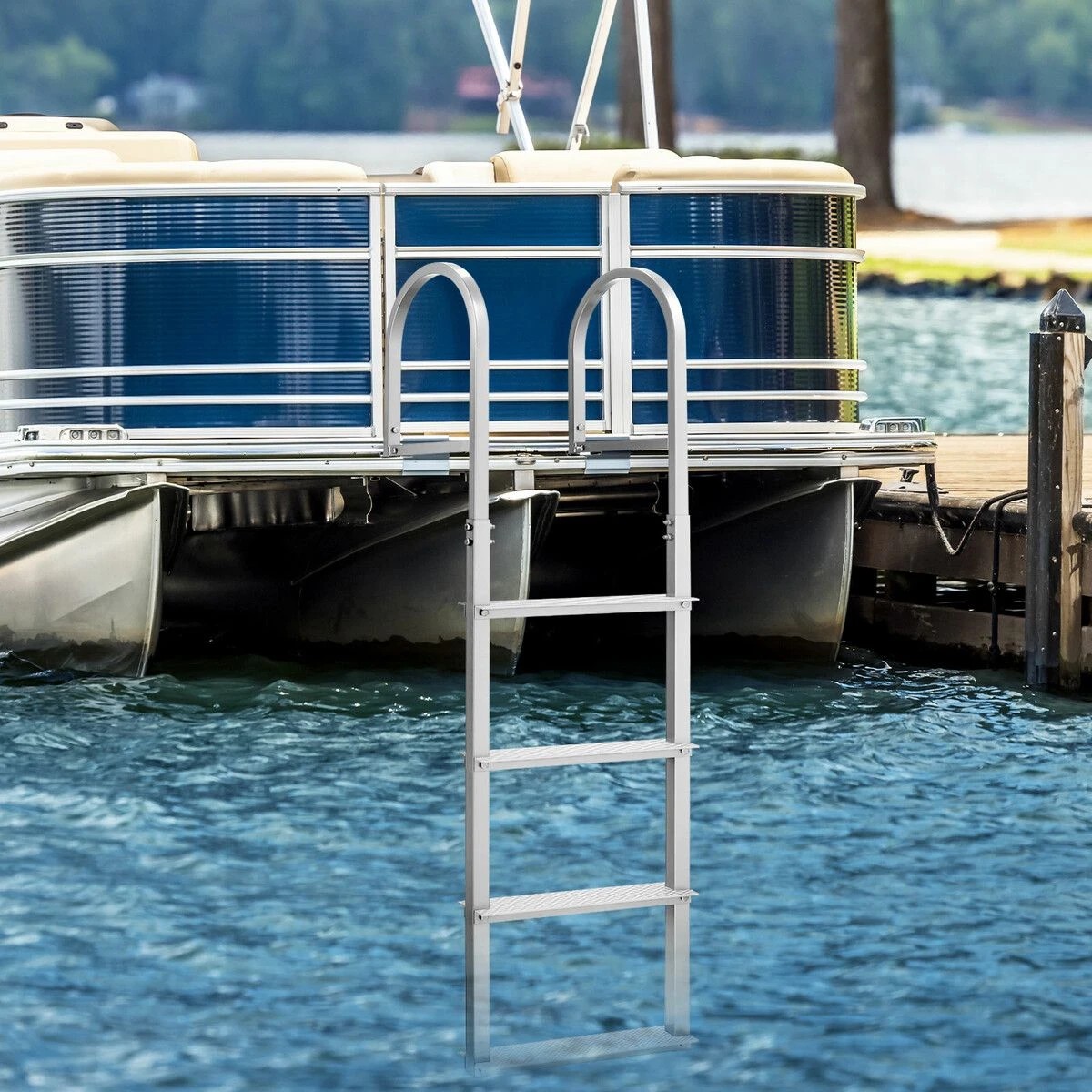 3 OGL 4-Step Boat Dock Pool Ladder Removable Aluminium Stairs, 3 of 7