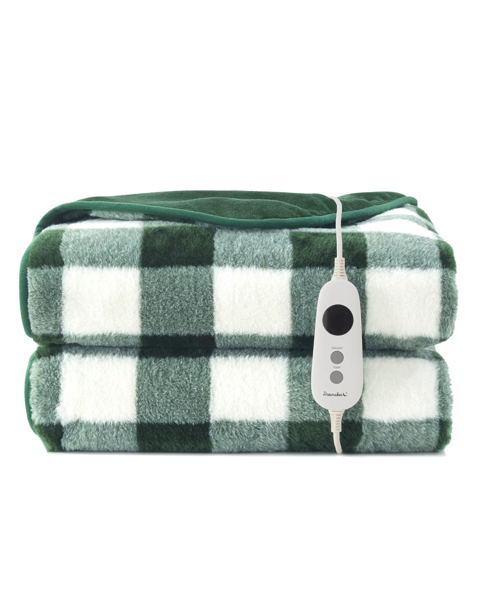 2 Dreamaker Gingham Plush Heated Throw 180x200cm - Green, 2 of 9