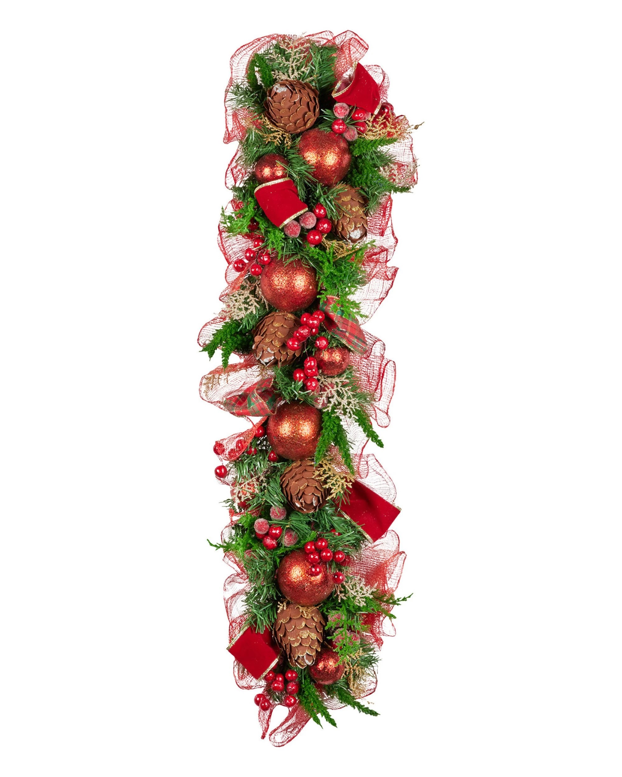 1 Christabelle 1m Christmas Garland With Red Berries Pine Cones Baubles Berries Tree Decoration Ornament, 1 of 8