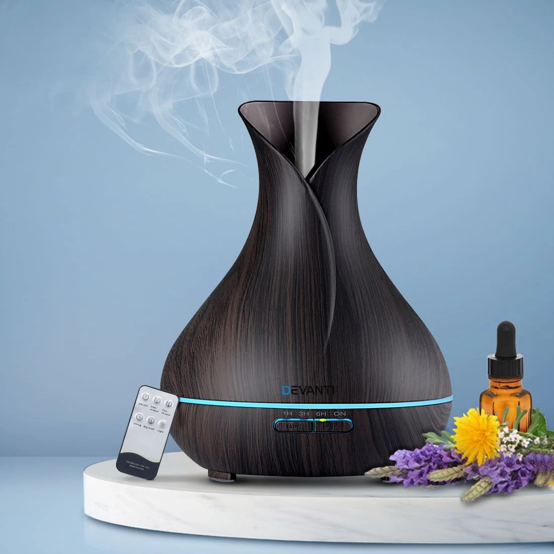3 Devanti Aroma Diffuser Aromatherapy  400ml - Brown, 3 of 8
