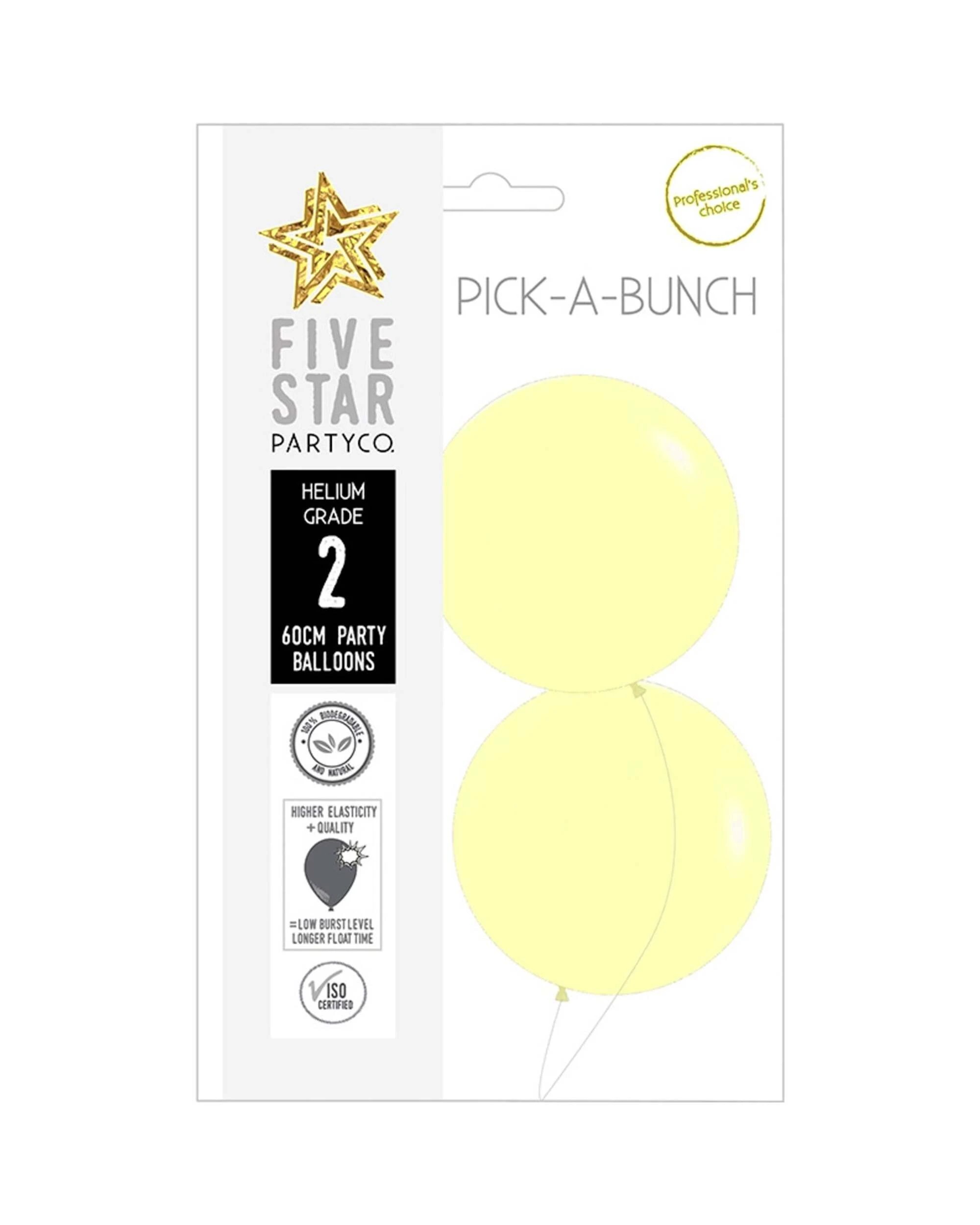 2 Five Star Jumbo 60cm Pastel Matte Balloon Round Pack of 2 - Yellow, 2 of 2