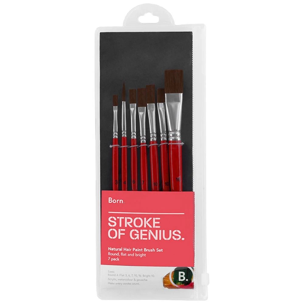 2 Born Round Flat Paintbrush Set Natural Hair 7 Pack, 2 of 4
