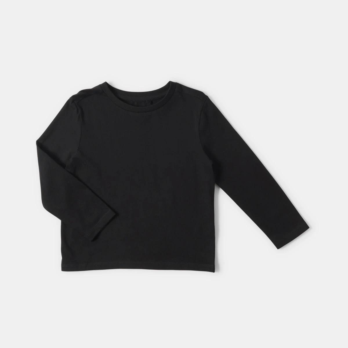 7 Long Sleeve Plain T-shirt Black, 7 of 8