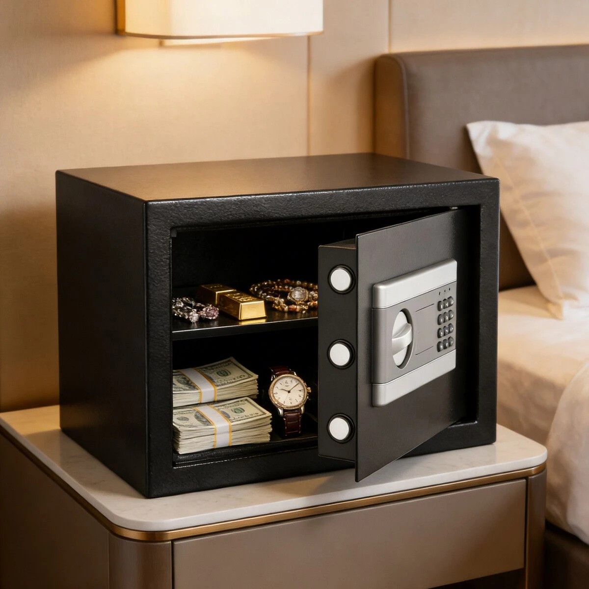 2 AUSWAY 17L Digital Safe Lock Box with Electronic Keypad Emergency Keys for Home Office Hotel Money Jewelry, 2 of 7