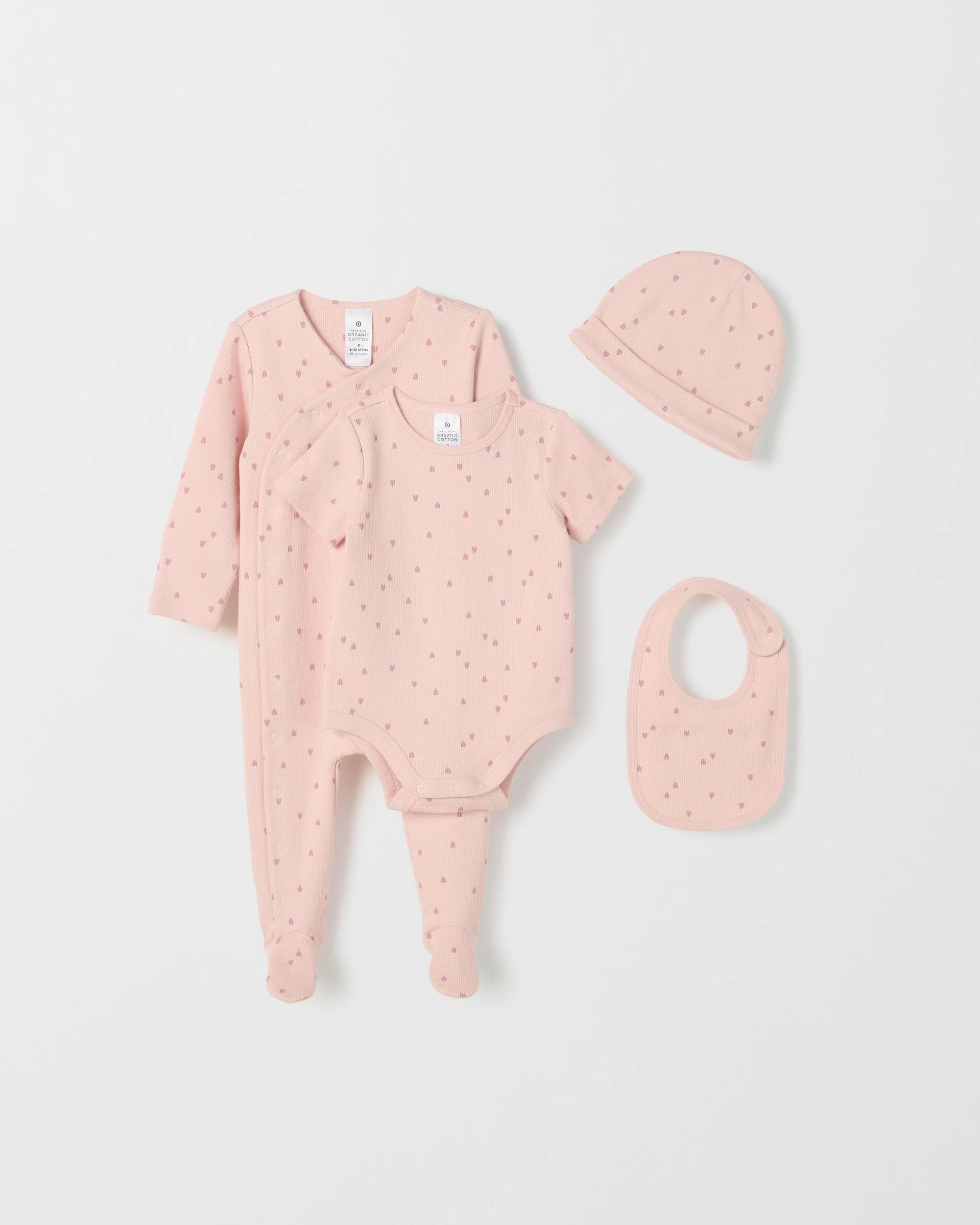 1 Target Baby Baby Organic Cotton Waffle Starter Set HEARTS, 1 of 4