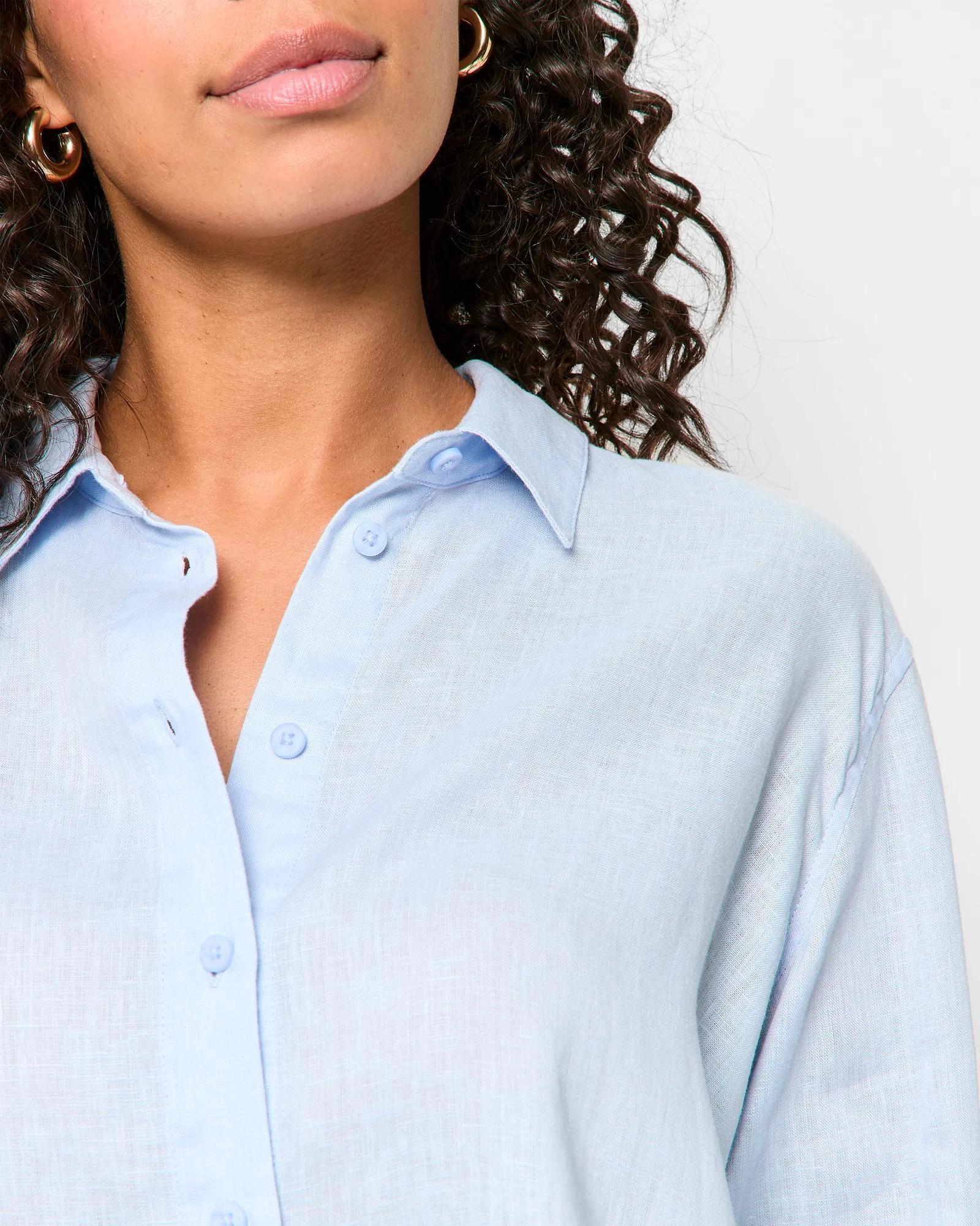 5 Target Woman European Linen Long Sleeve Shirt SUMMER BLUE, 5 of 5