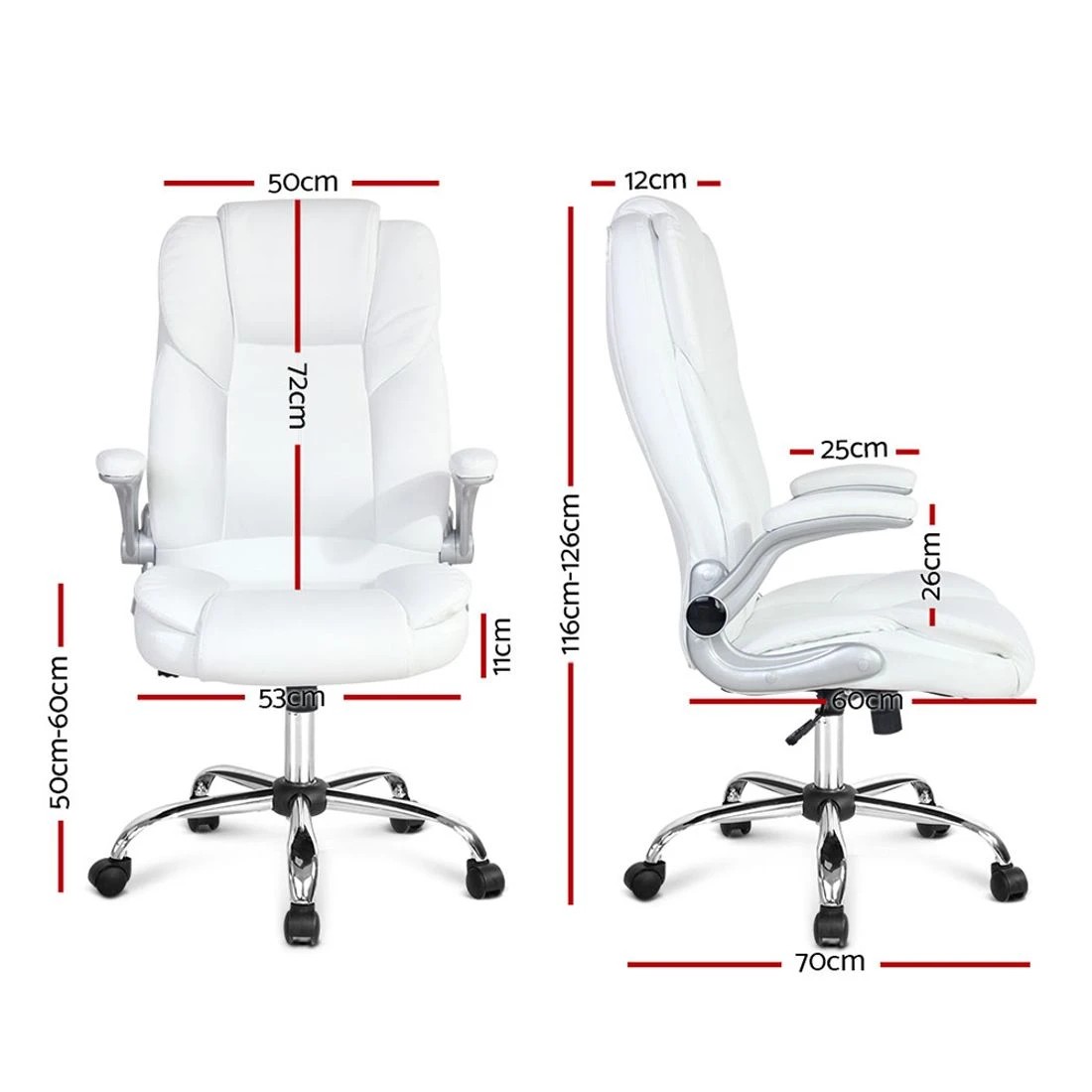 8 Artiss Executive Office Chair Leather Tilt - White, 8 of 9