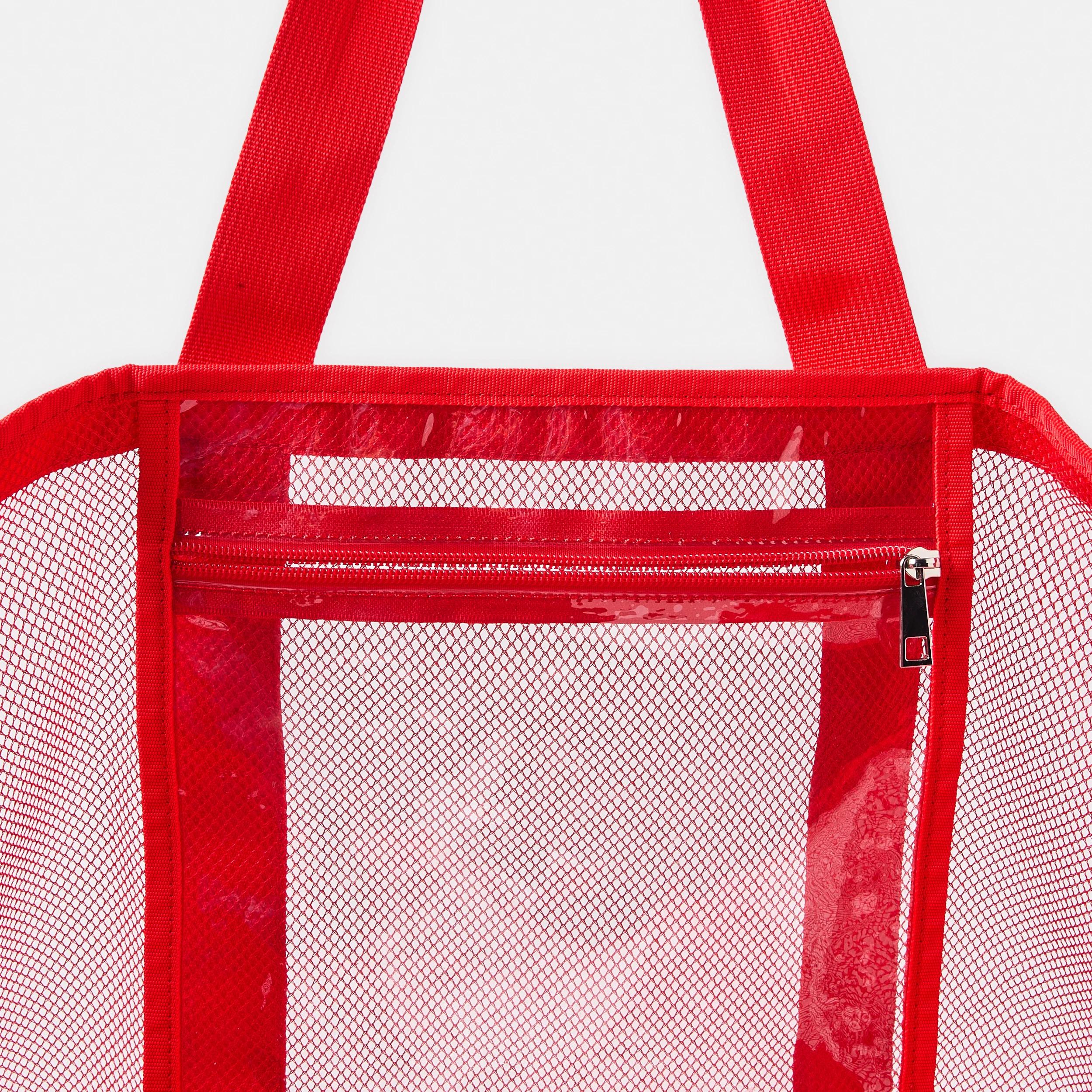 4 Mesh Beach Tote Bag Red, 4 of 5
