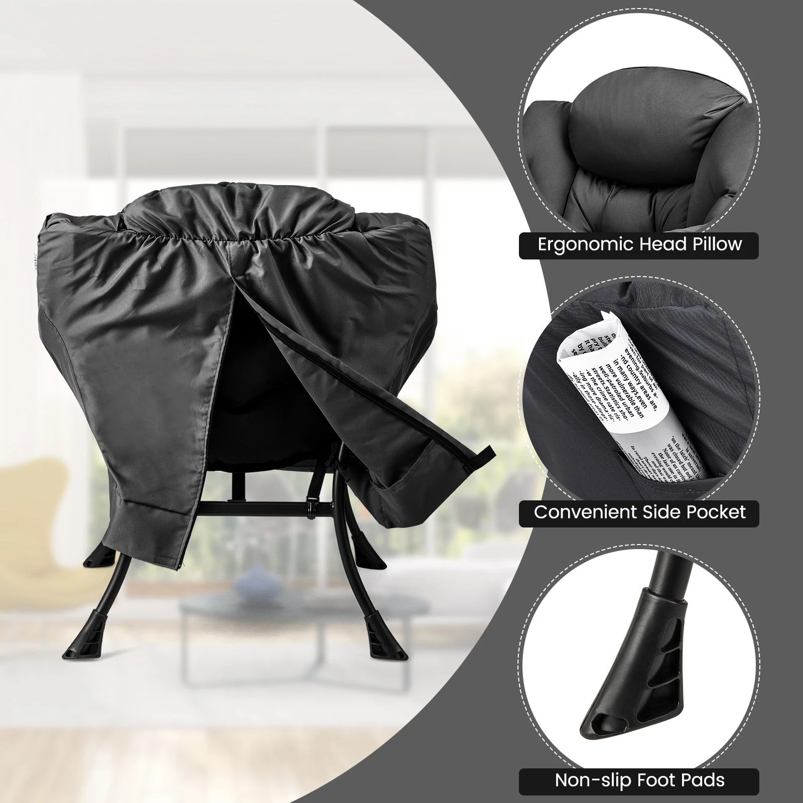 4 Costway Modern Armchair Lounge Chair Sofa Accent Chair w/Ottoman, 4 of 7