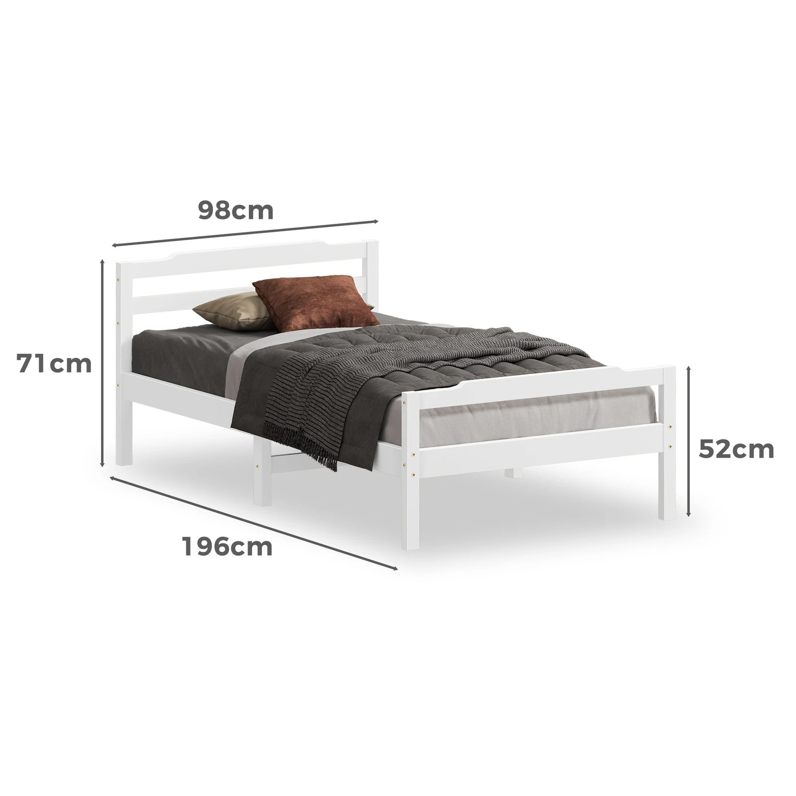 10 Alfordson Bed Frame Wooden Single Size Mattress Base Platform Timber Dubem - White, 10 of 10