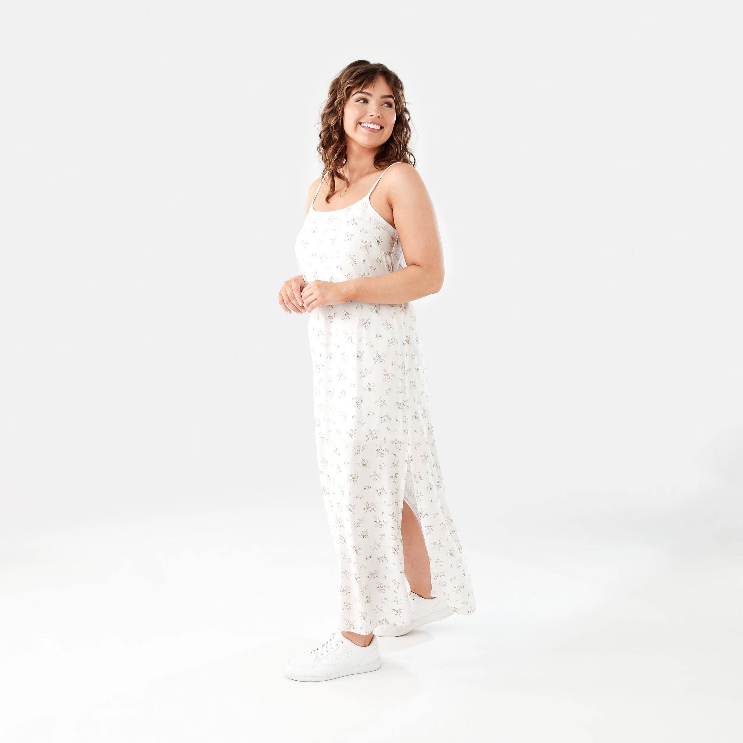 3 Sleeveless Tie Back Slip Maxi Dress Pnk Roses, 3 of 8