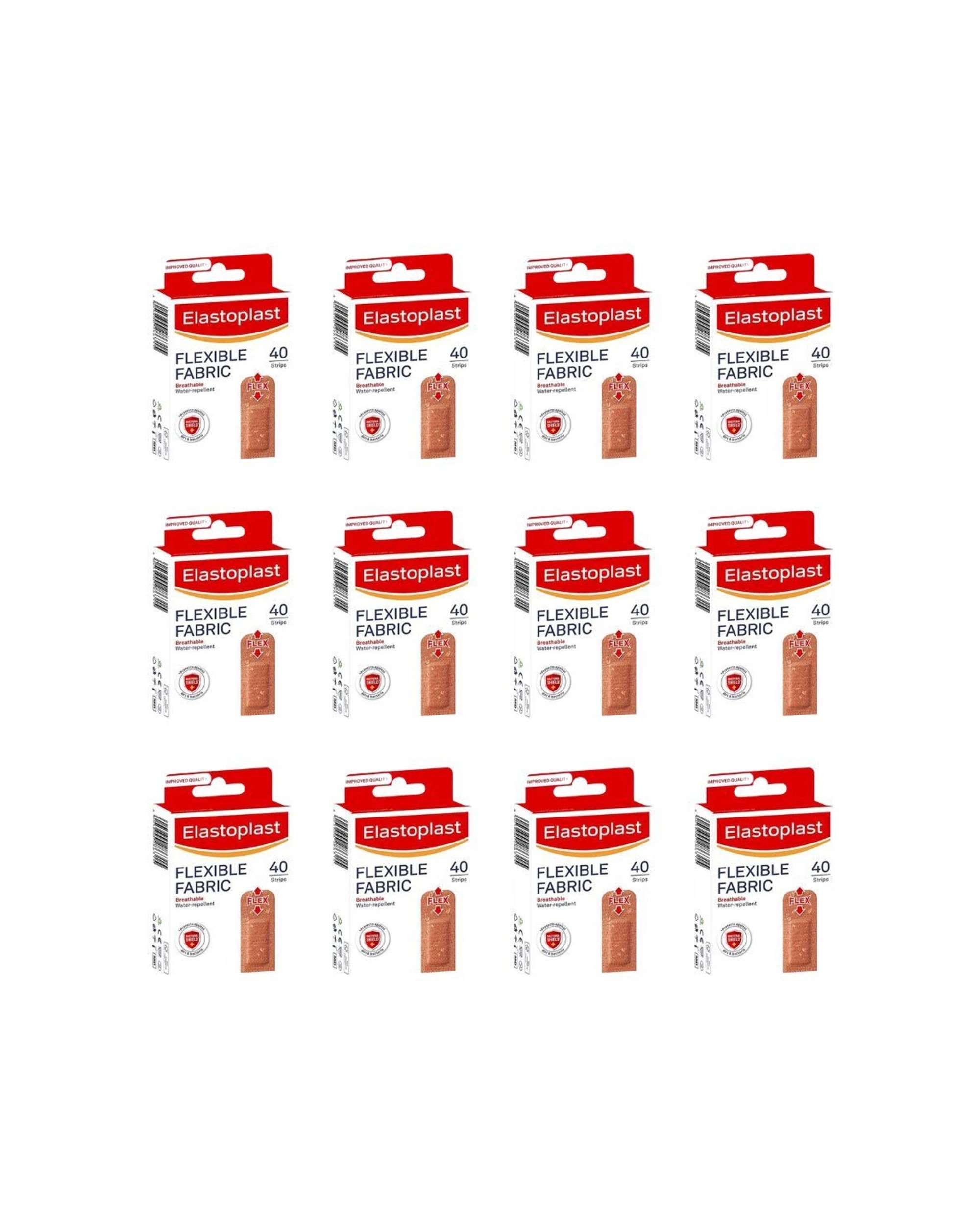 1 Elastoplast 12x 40pc Flexible Fabric Strips Bandage Breathable Water Resistant - Multi, 1 of 2