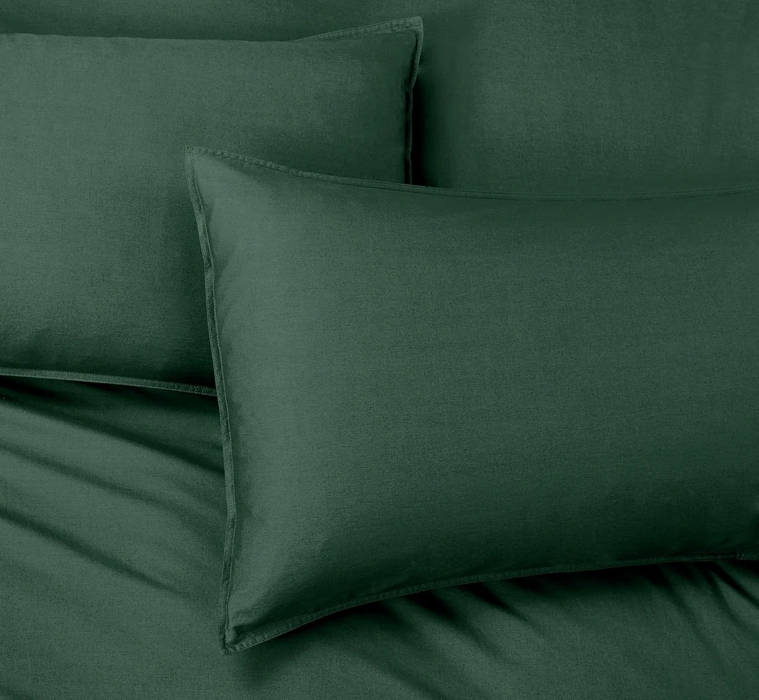 3 Gioia Casa 2-Pack Vintage Washed Cotton Standard Pillowcases Hypoallergenic - Forest Green, 3 of 3