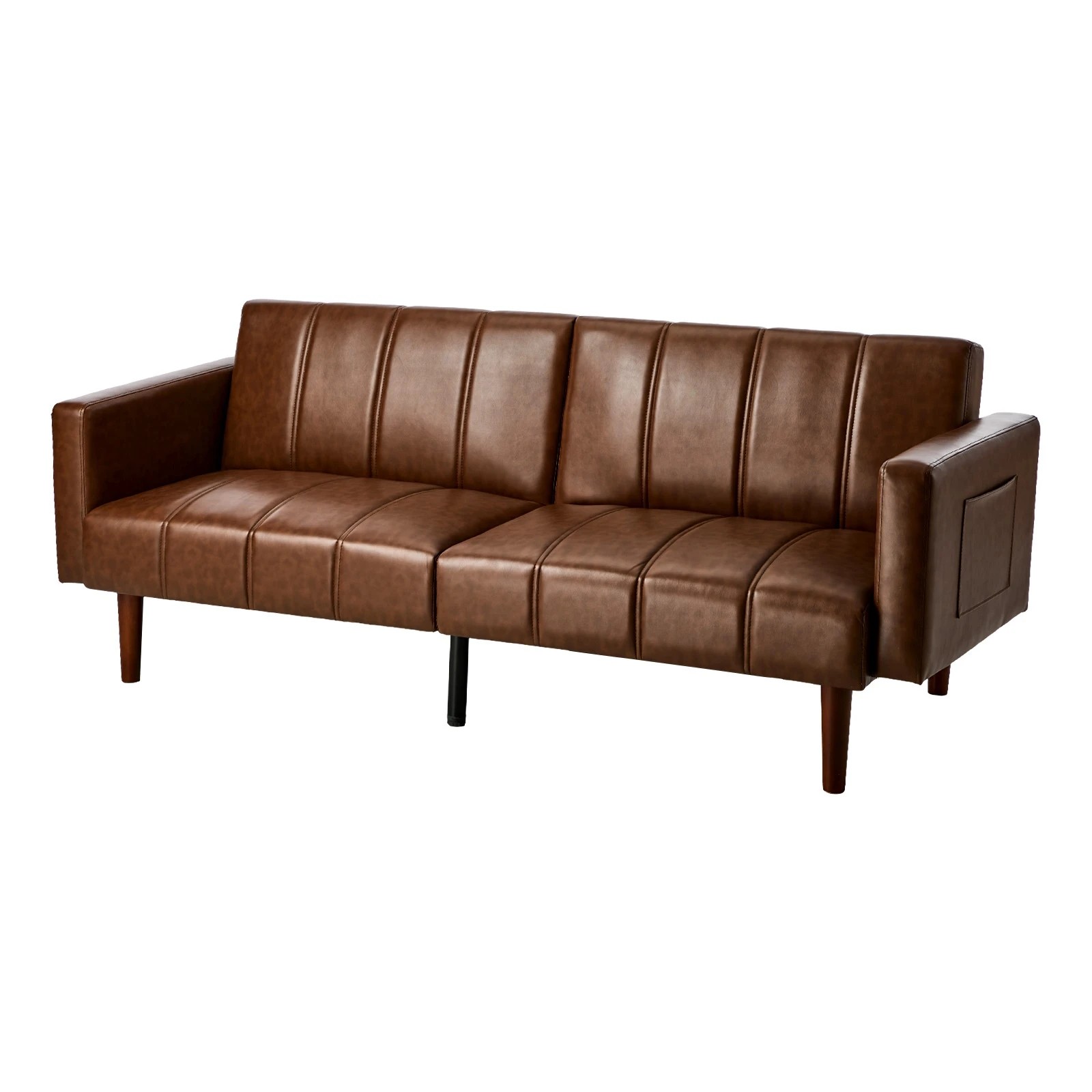 1 Oikiture 3 Seater Sofa Bed Sleeper Futon Faux Leather - Brown, 1 of 10